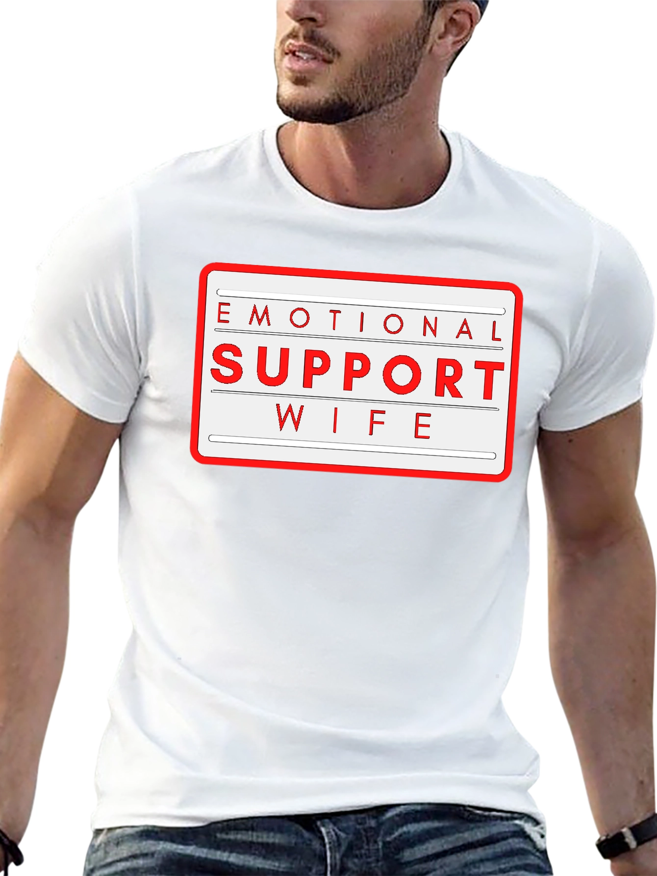Black Emotional Support Wife T-Shirt - Novelty Graphic Tee view 13