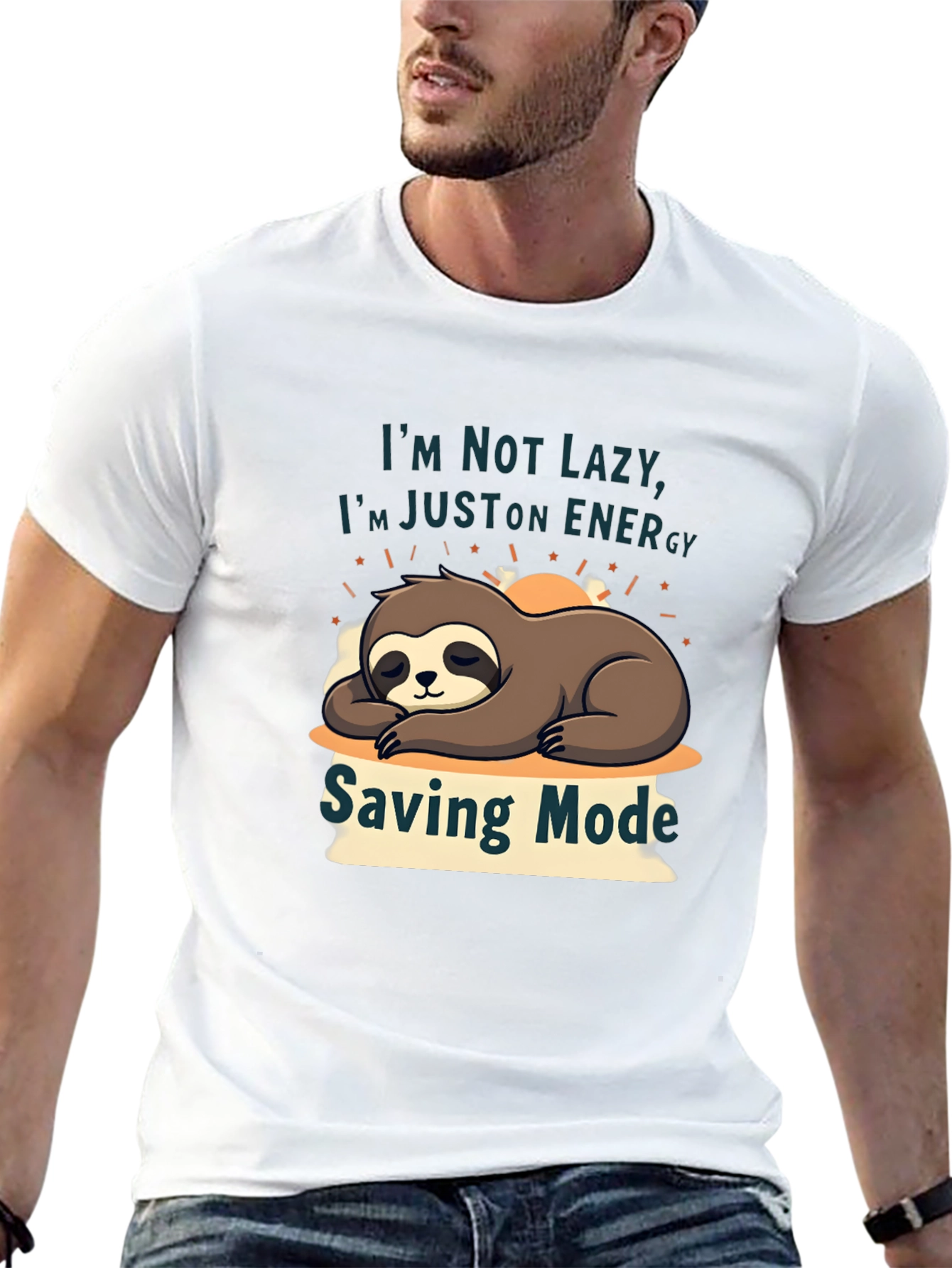 Black Sloth Energy Saving Mode T-Shirt - Funny Graphic Tee view 13