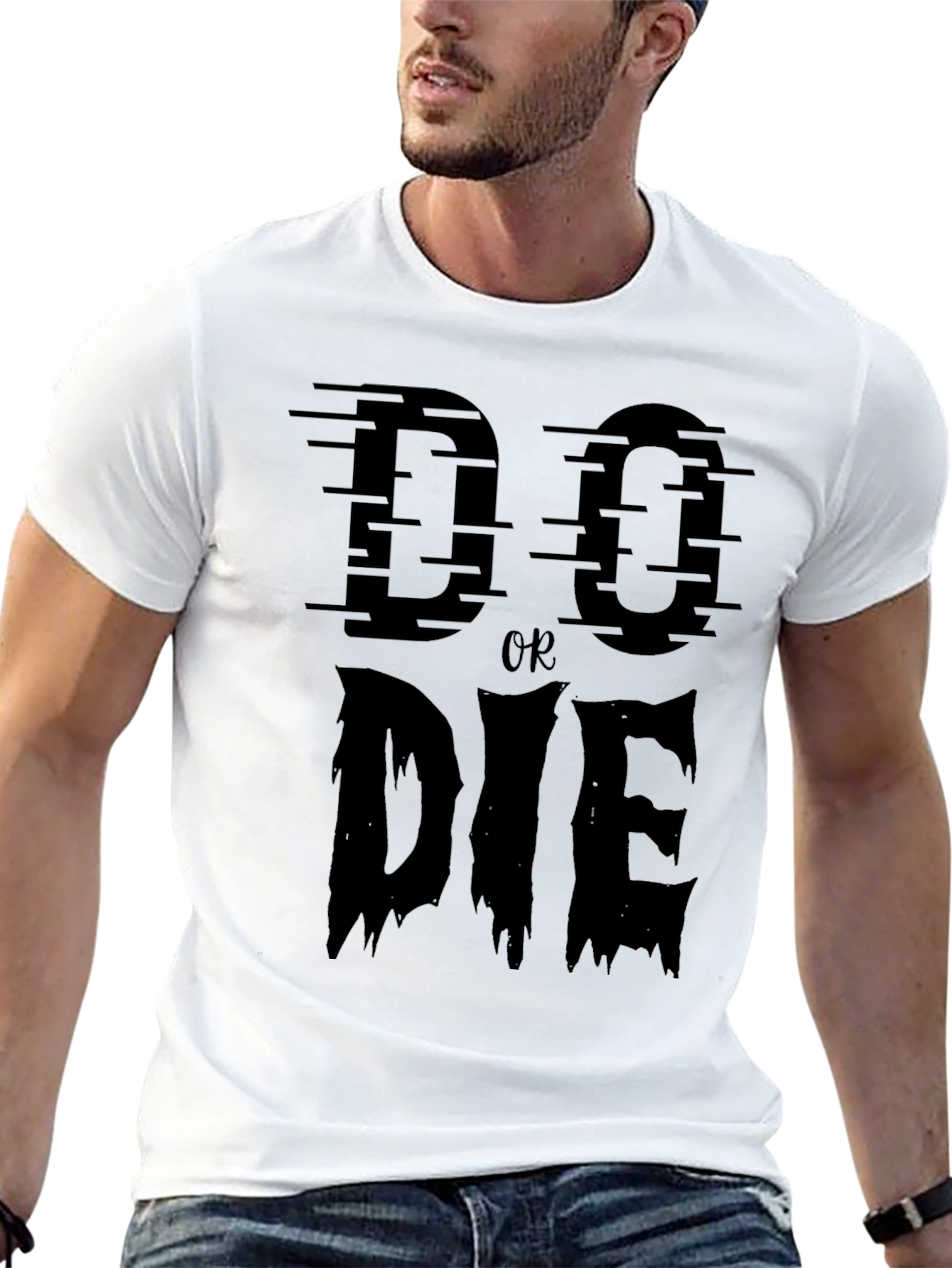 Black Do or Die Graphic Print Crew Neck T-Shirt view 13