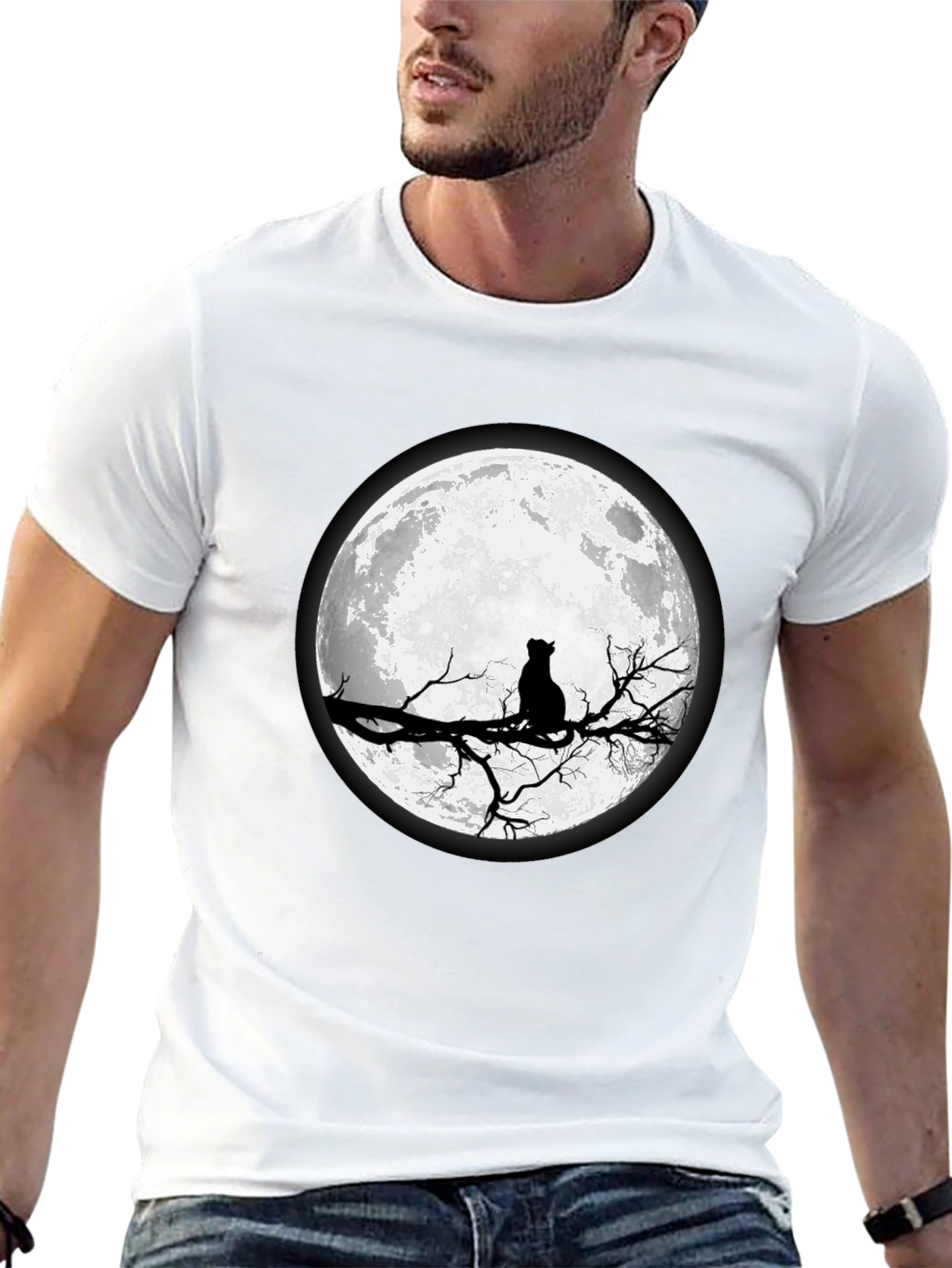 Black Black Cat Moon T-Shirt view 13