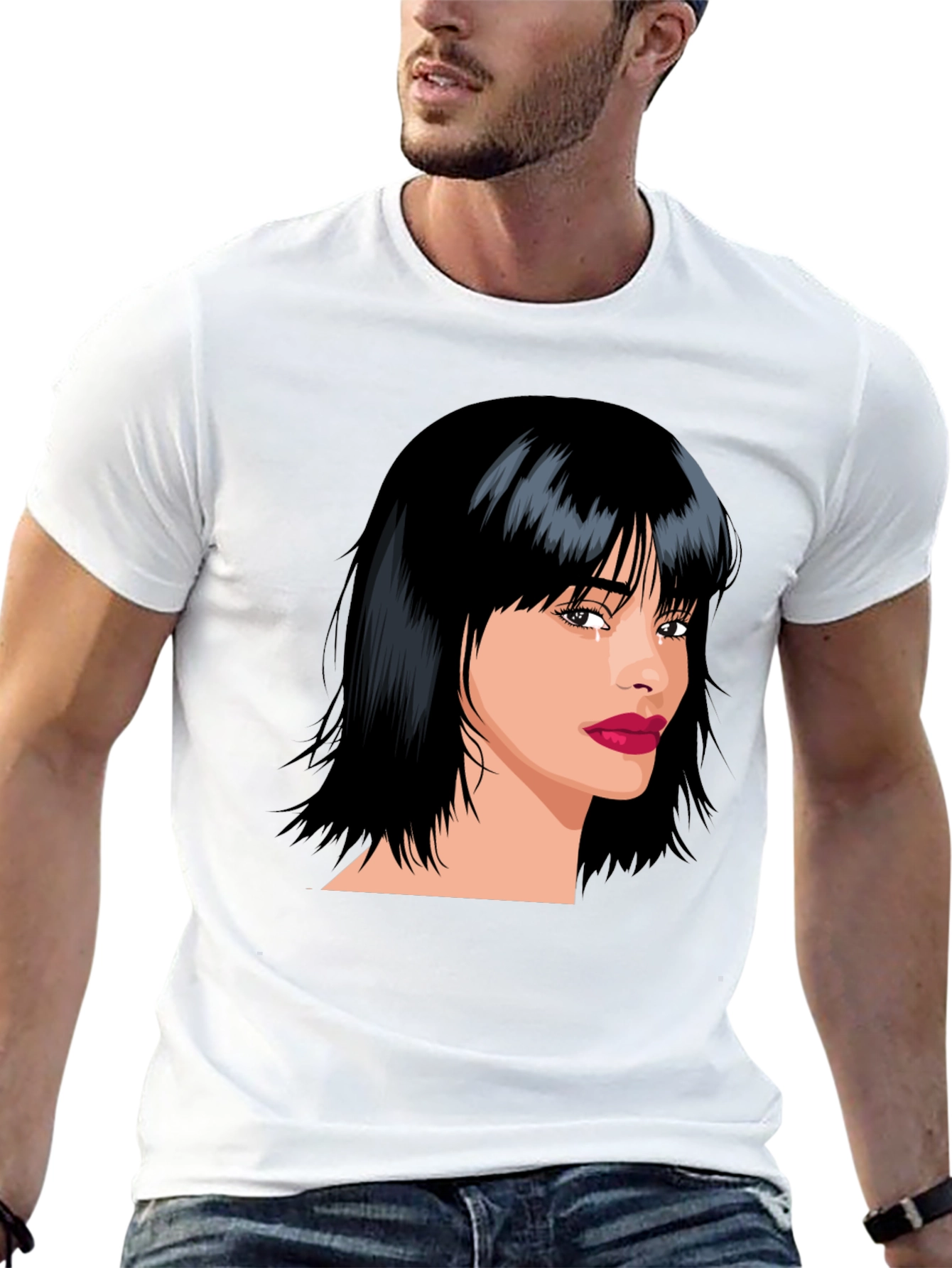 Black Stylish Woman Portrait Graphic Black T-Shirt view 13