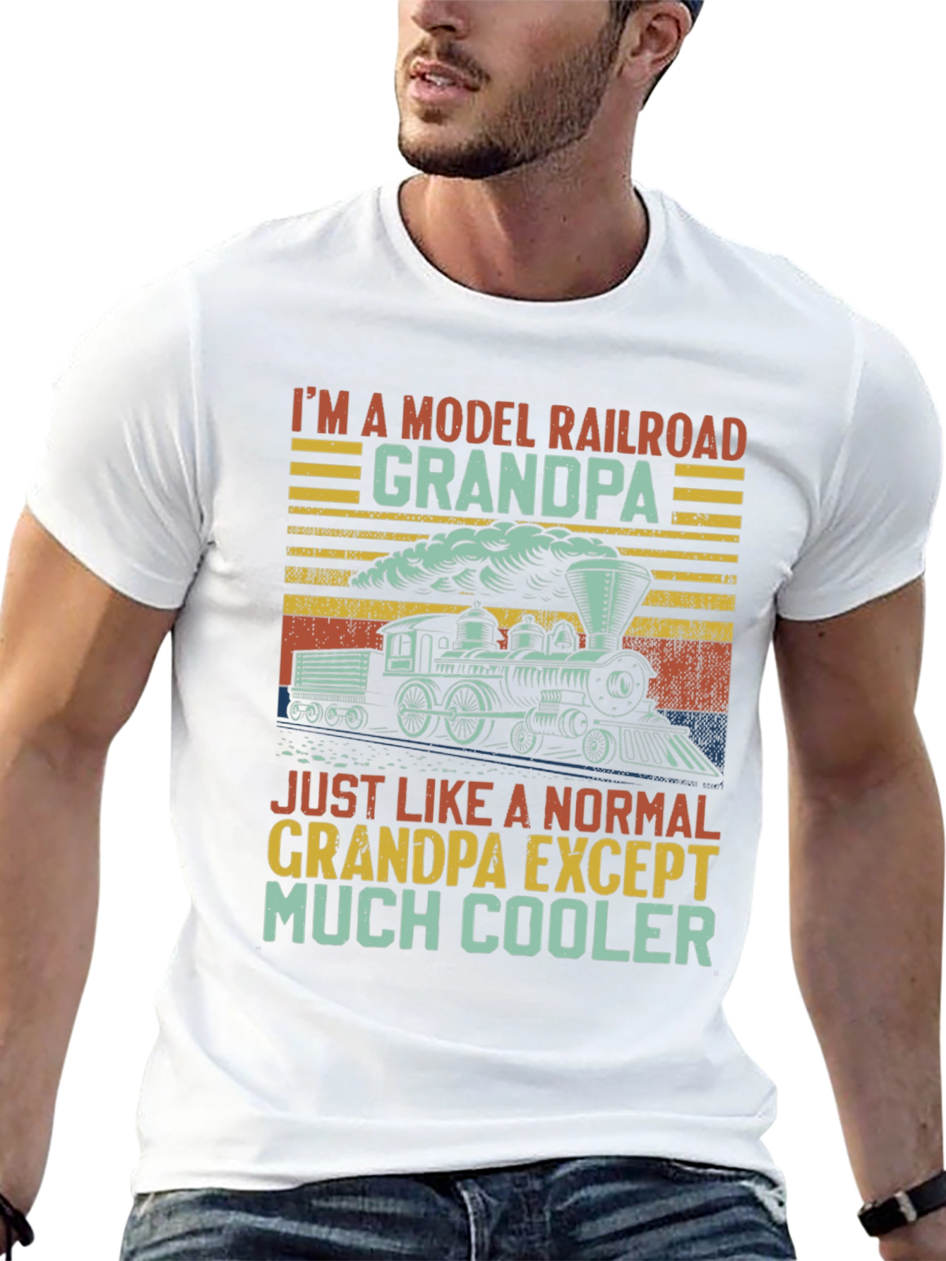 Black Model Railroad Grandpa T-Shirt - Much Cooler view 13