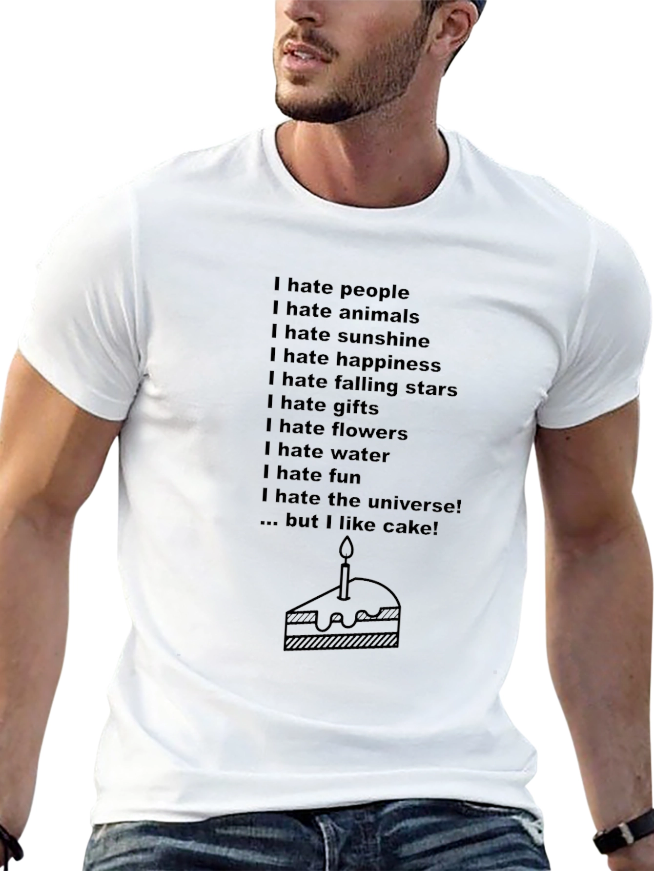 Black Humorous "I Hate Everything" Cake Lover T-Shirt view 13