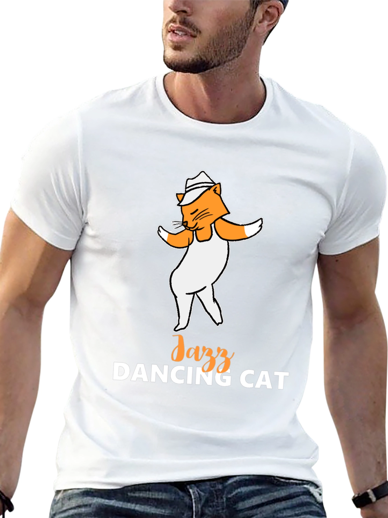 Black Jazz Dancing Cat T-Shirt - Cool Graphic Tee view 13