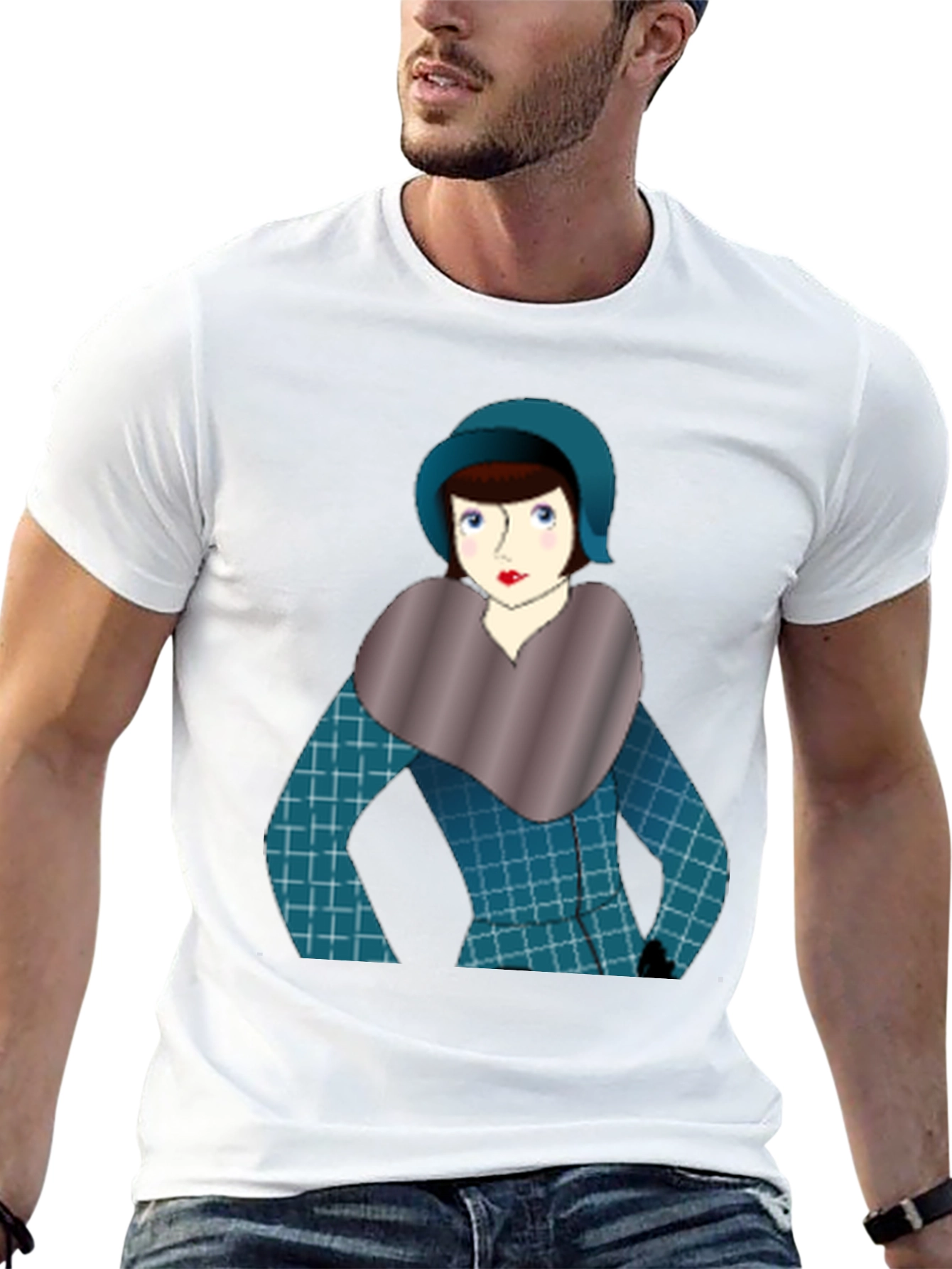 Black Vintage Lady Graphic Tee - Retro Style view 13