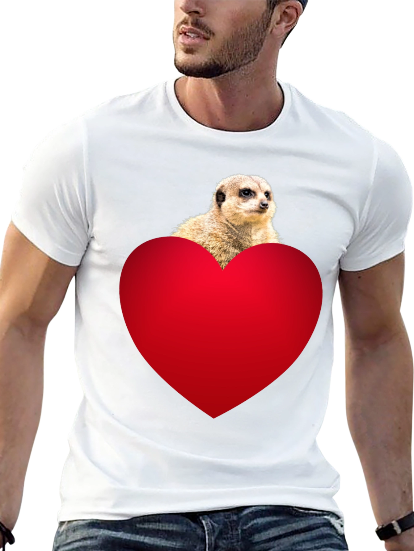Black Meerkat Heart T-Shirt - Cute Animal Tee view 13