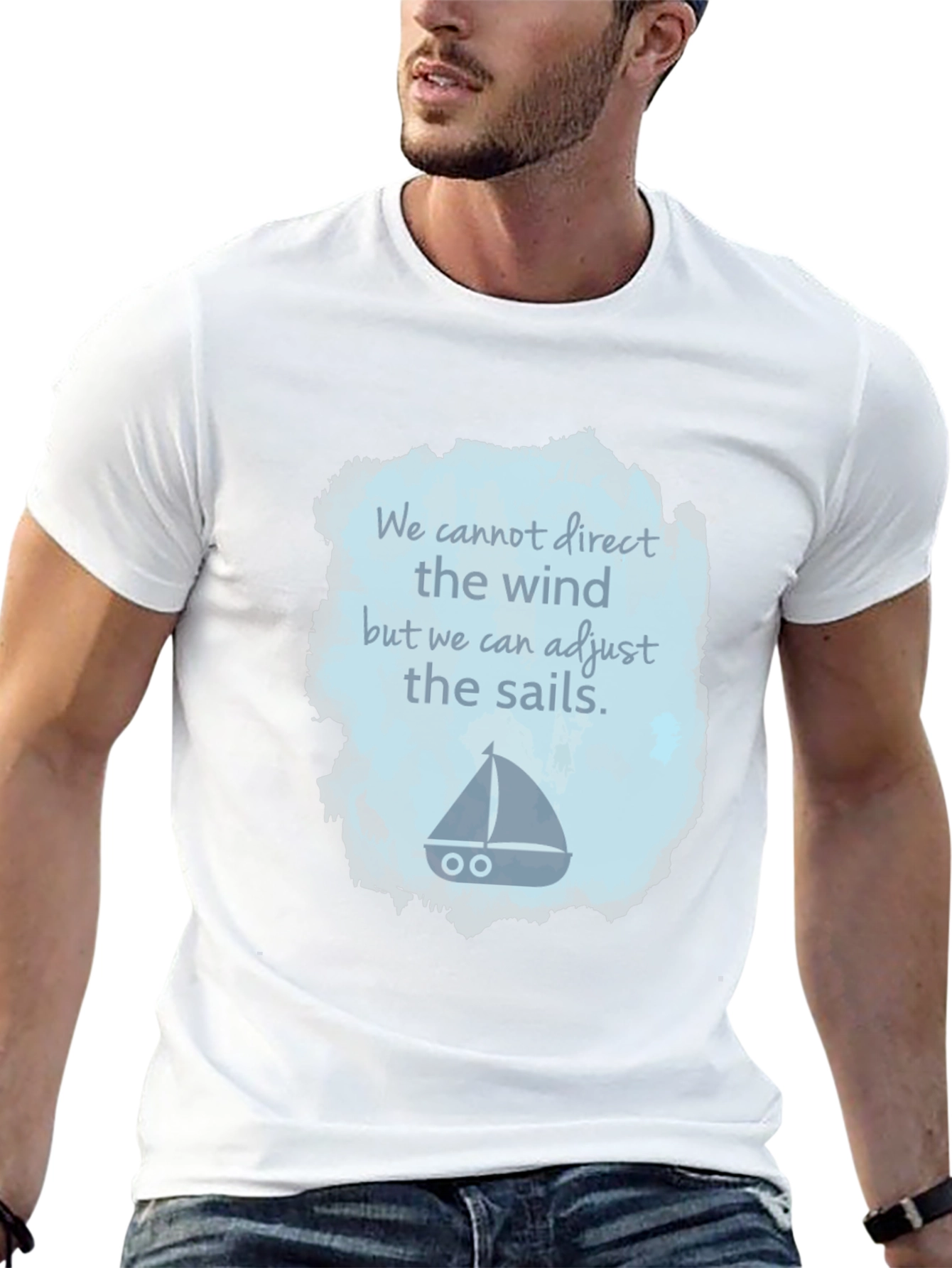 Black Inspirational Sailing T-Shirt - Adjust the Sails view 13