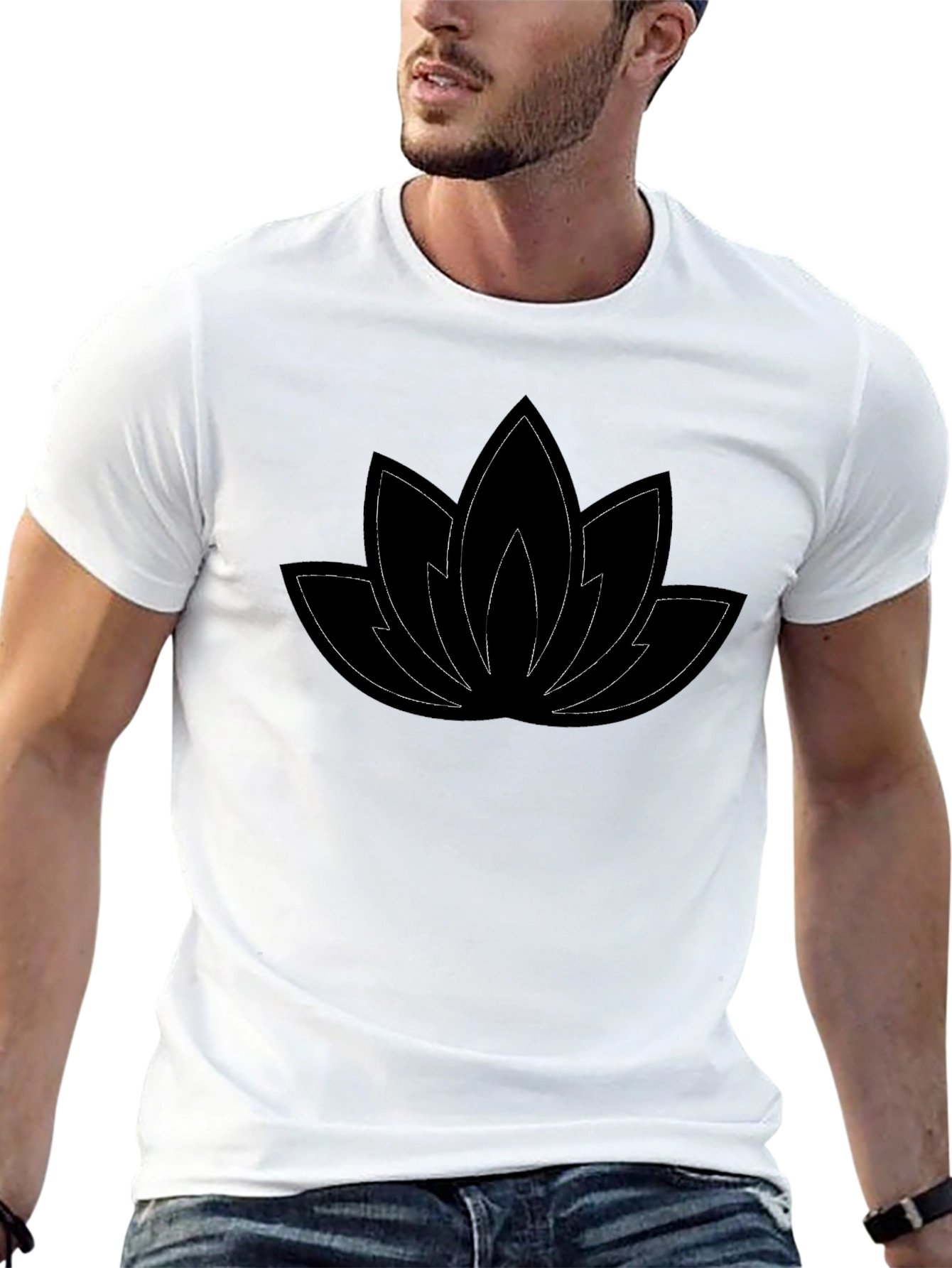 Black Lotus Flower Graphic Tee - Black Cotton Comfort view 13