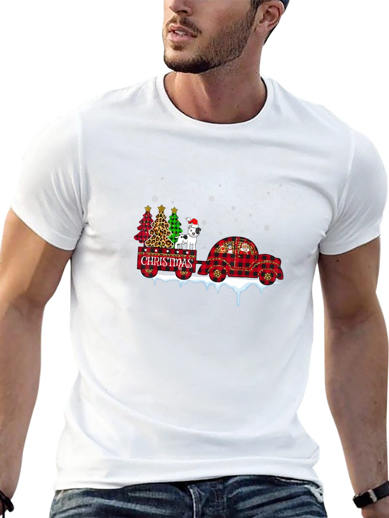 Black Festive Christmas Dog Graphic Tee view 13