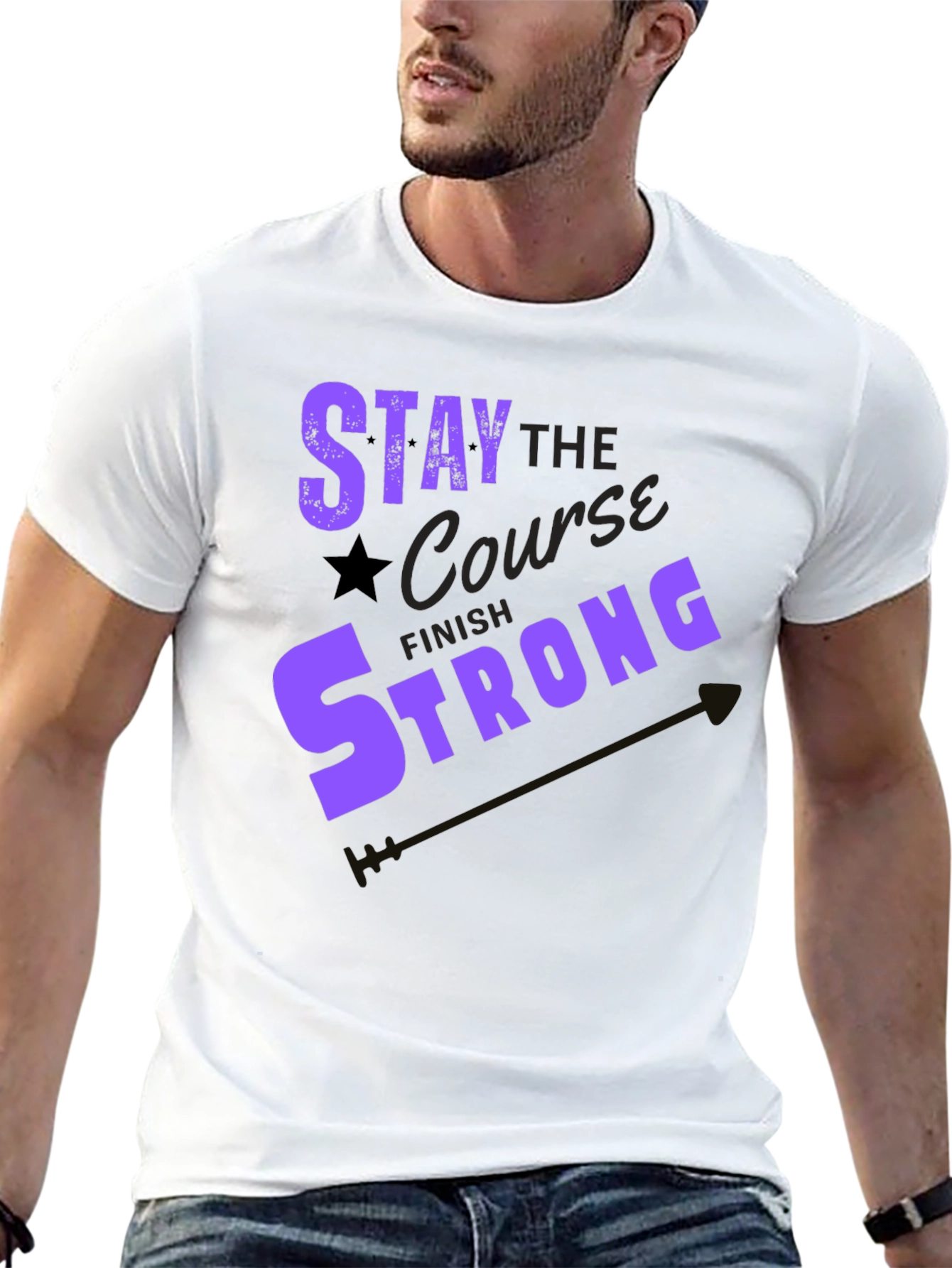 Black Stay the Course Graphic Tee - Motivation T-Shirt view 13