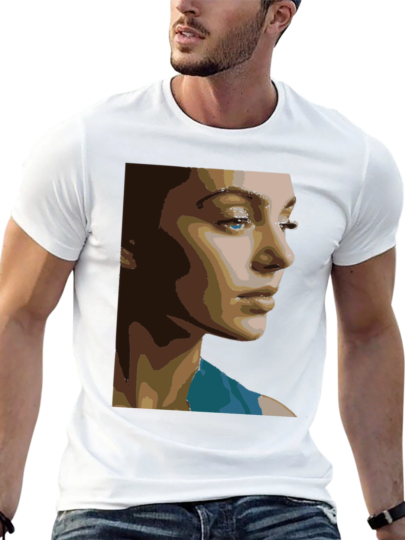 Black Abstract Portrait Graphic Tee - Unisex Black T-Shirt view 13