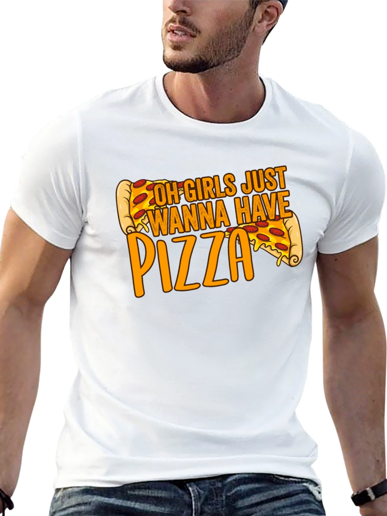 Black Pizza Lover T-Shirt - Girls Just Wanna Have Pizza Graphic Tee view 13