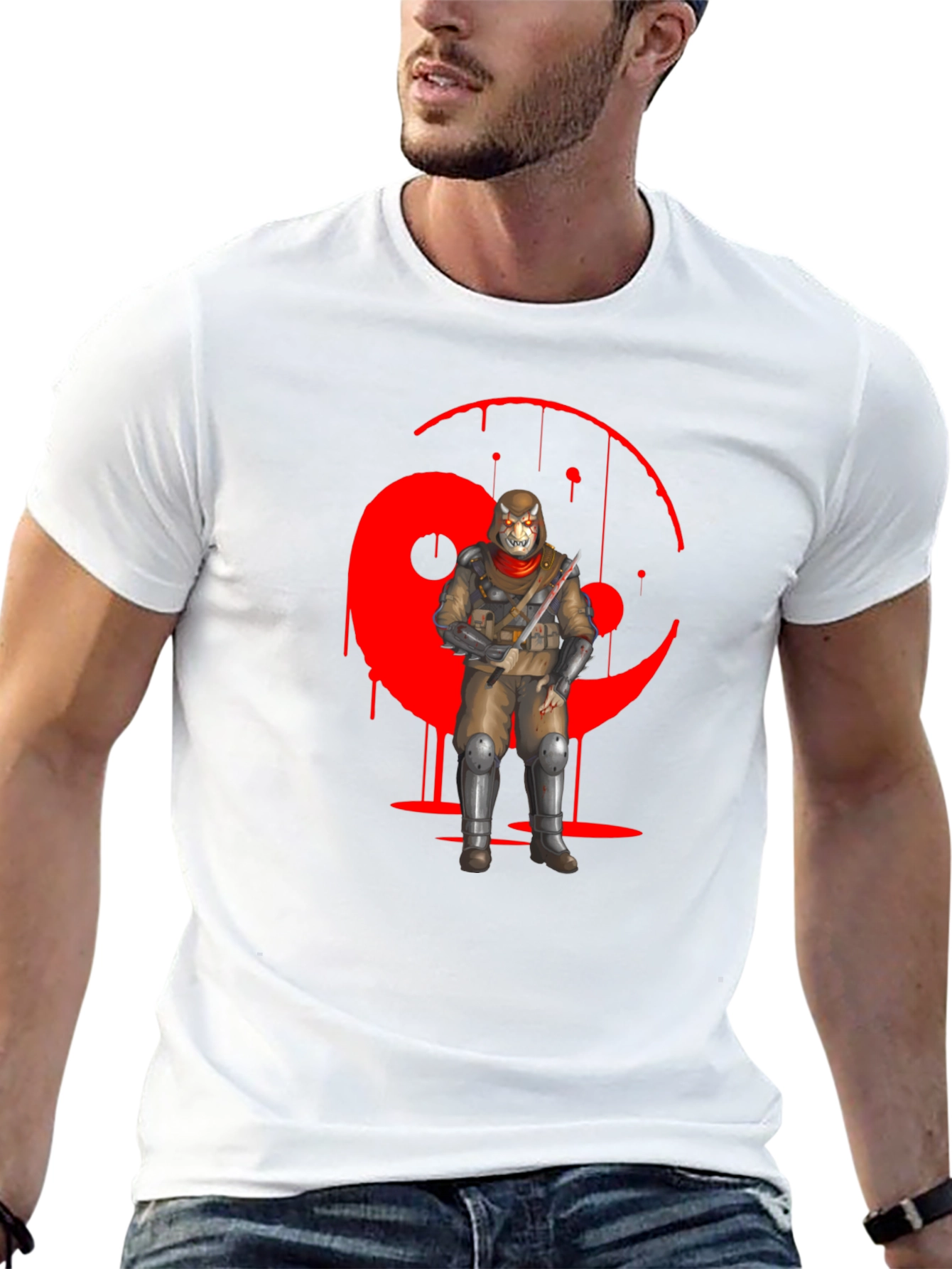 Black Red Yin Yang Ninja Graphic Black T-Shirt view 13