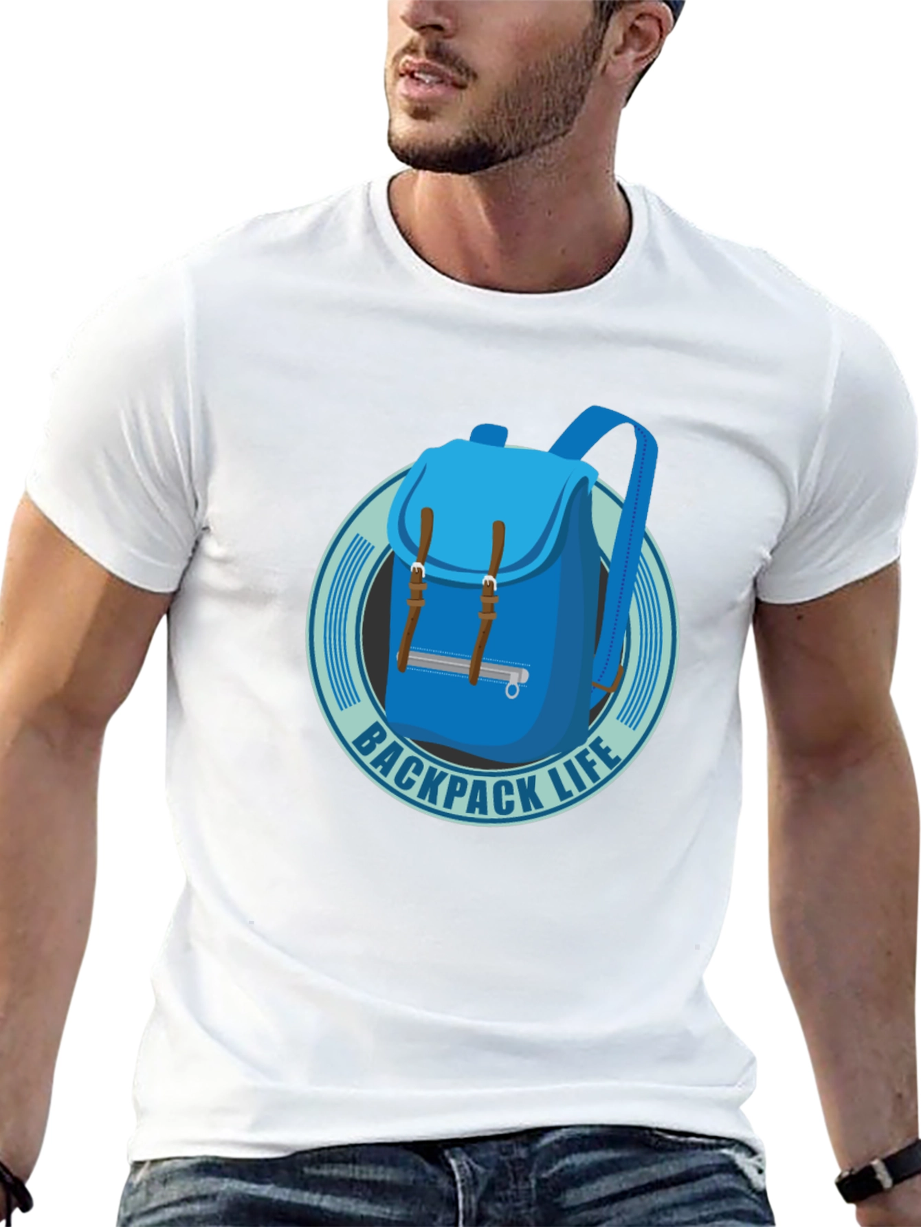 Black Backpack Life T-Shirt - Black Cotton Graphic Tee view 13