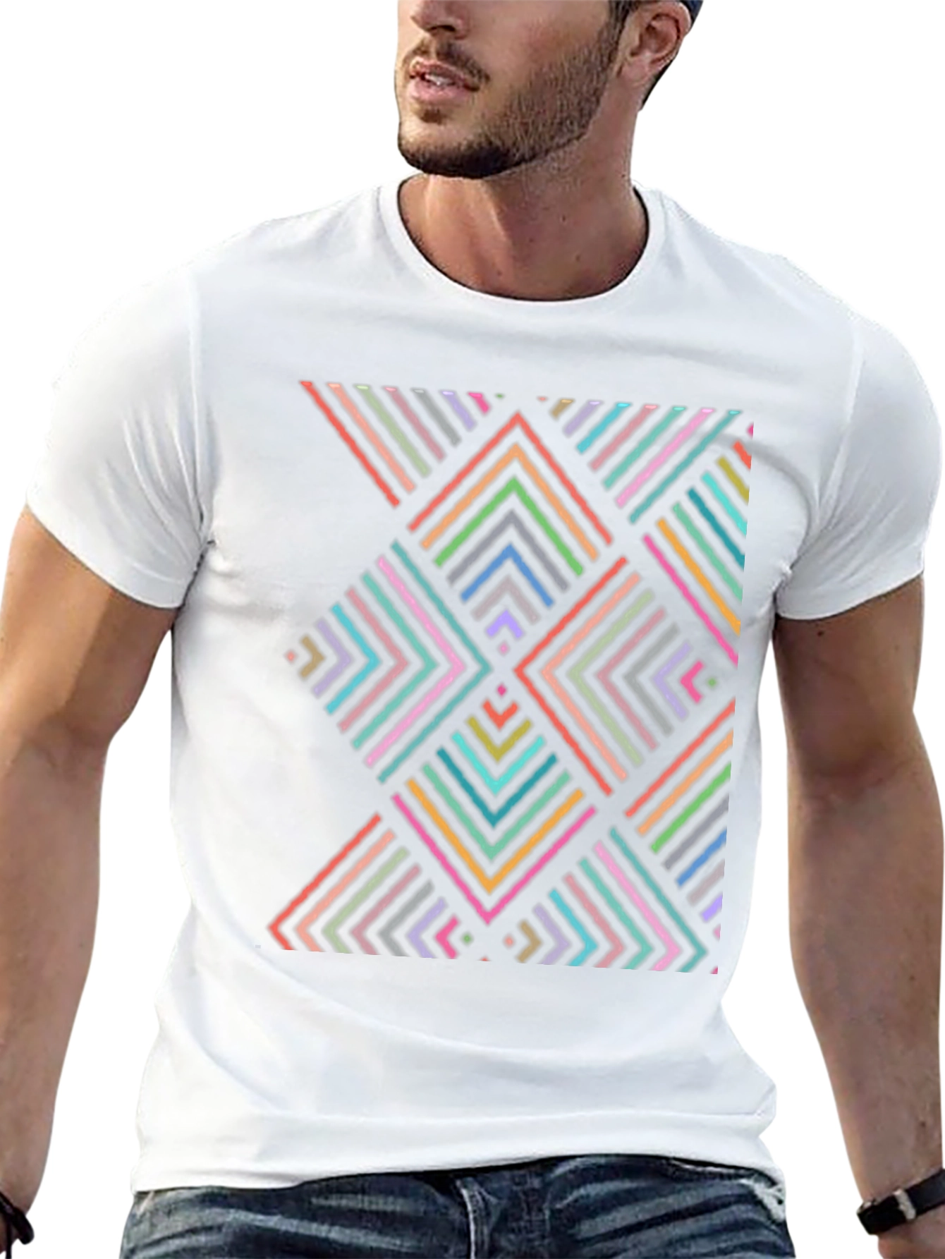Geometric Arrow Pattern T-Shirt - Black - 13