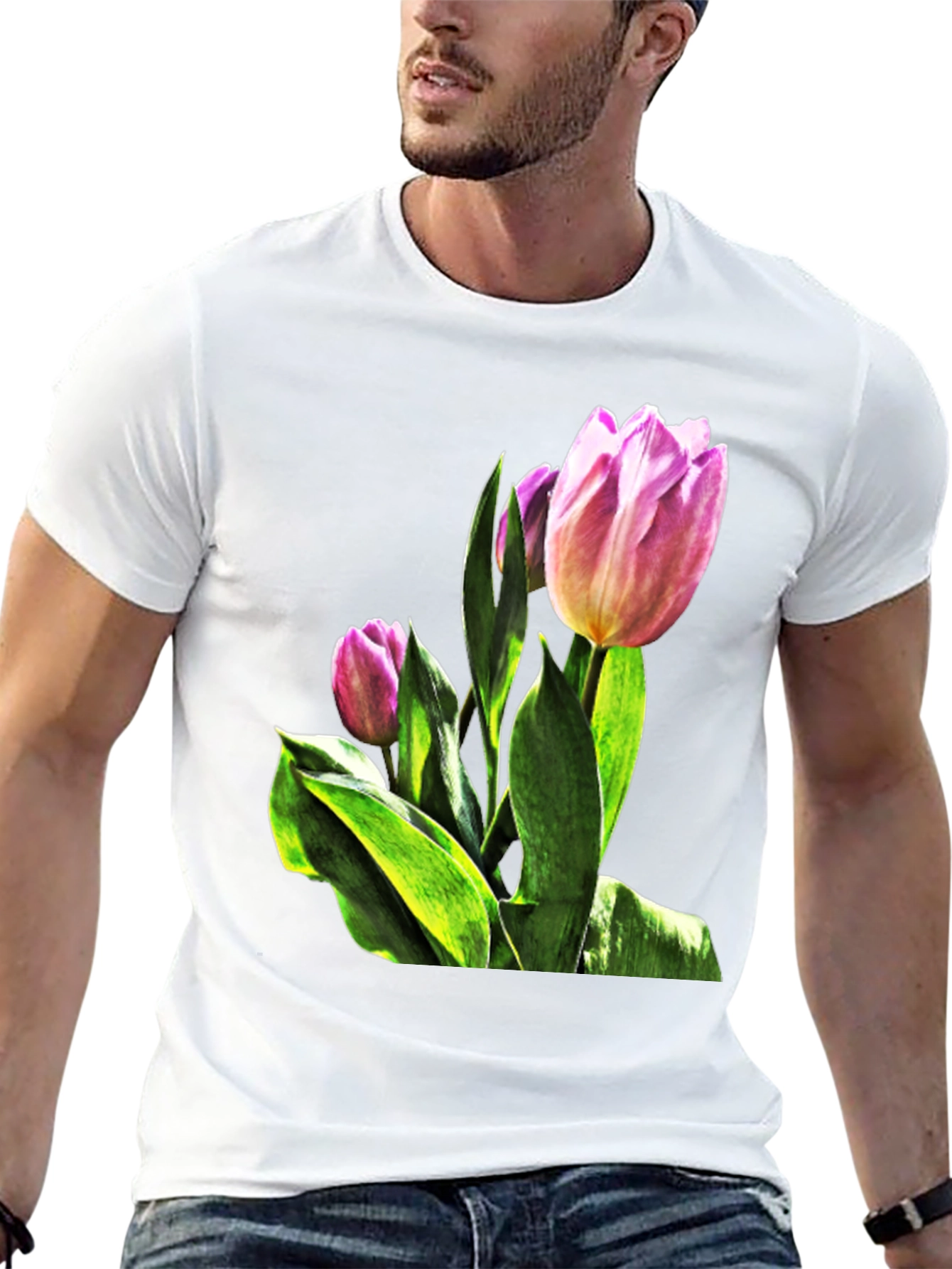 Black Tulip Flower Graphic T-Shirt - Stylish Floral Tee view 13