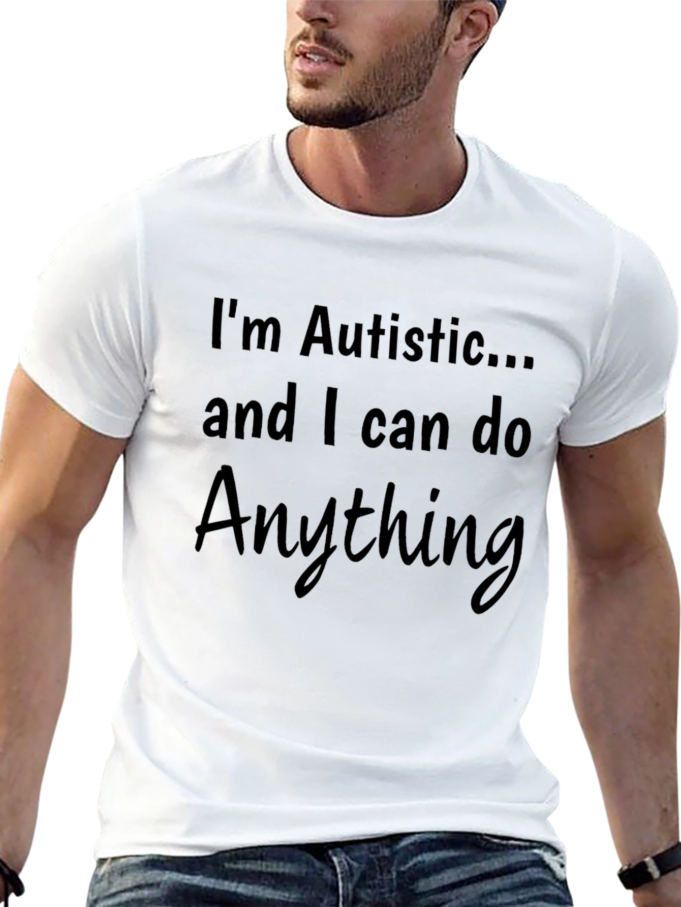 Autistic & Able T-Shirt - Black Cotton Graphic Tee - 13