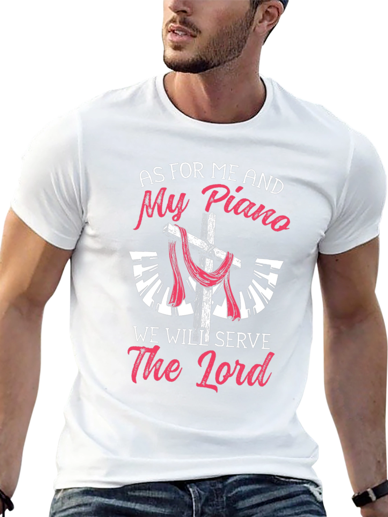 Black Piano & Faith T-Shirt - Christian Musician Tee view 13