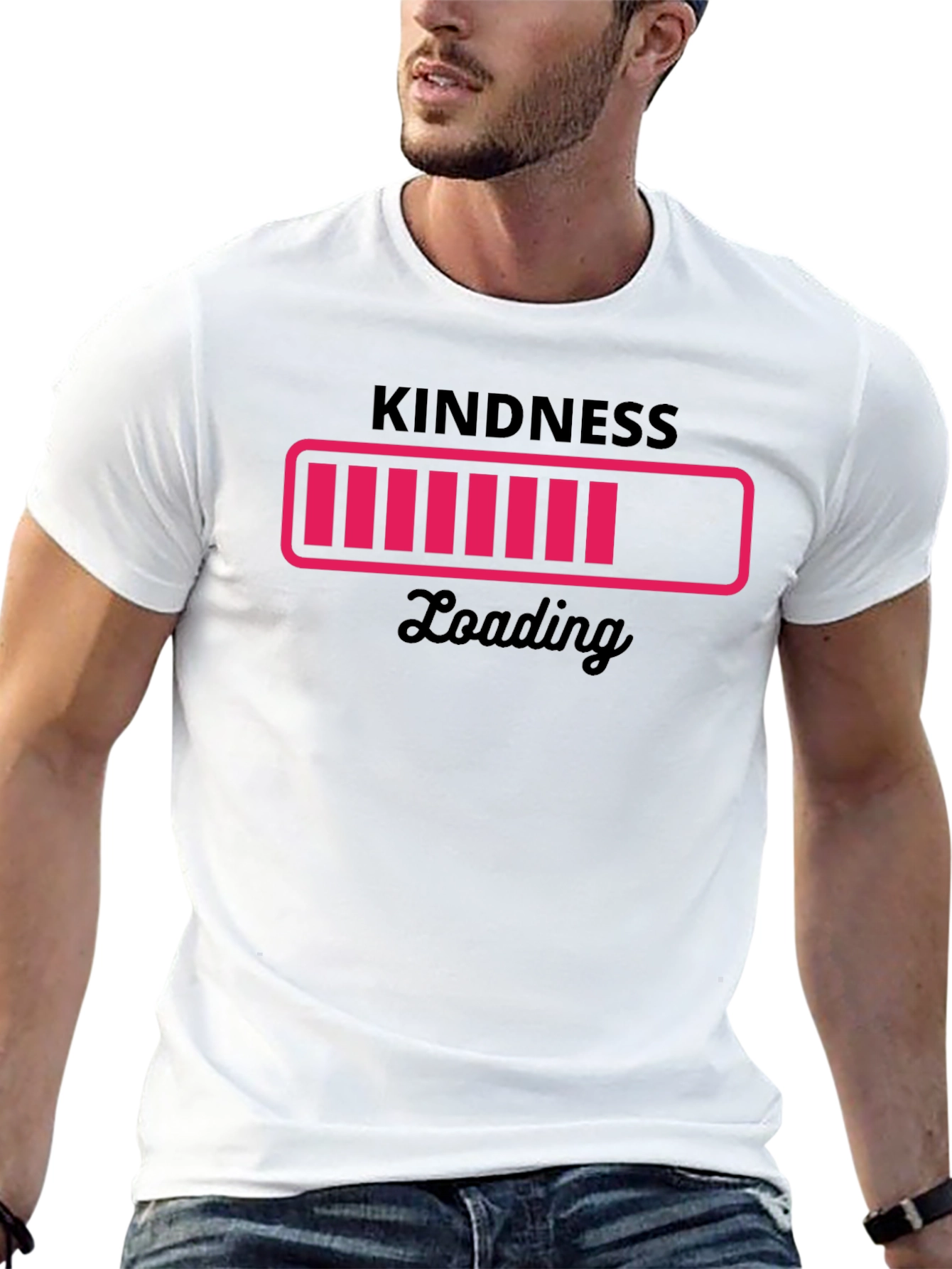 Black Kindness Loading Black Graphic Tee - Trendy Unisex T-Shirt view 13