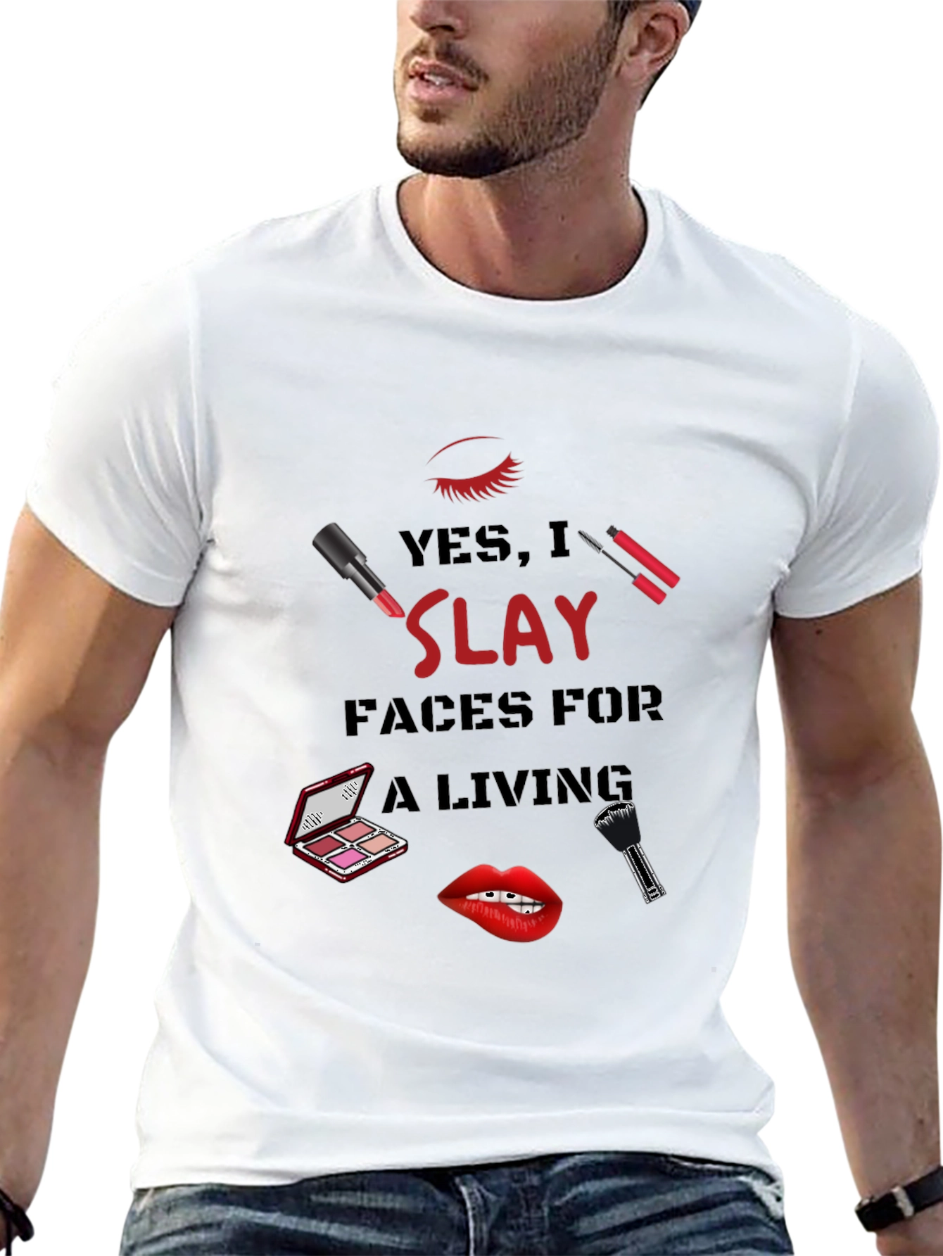 Black Slay Faces Graphic Tee - Makeup Artist T-Shirt view 13