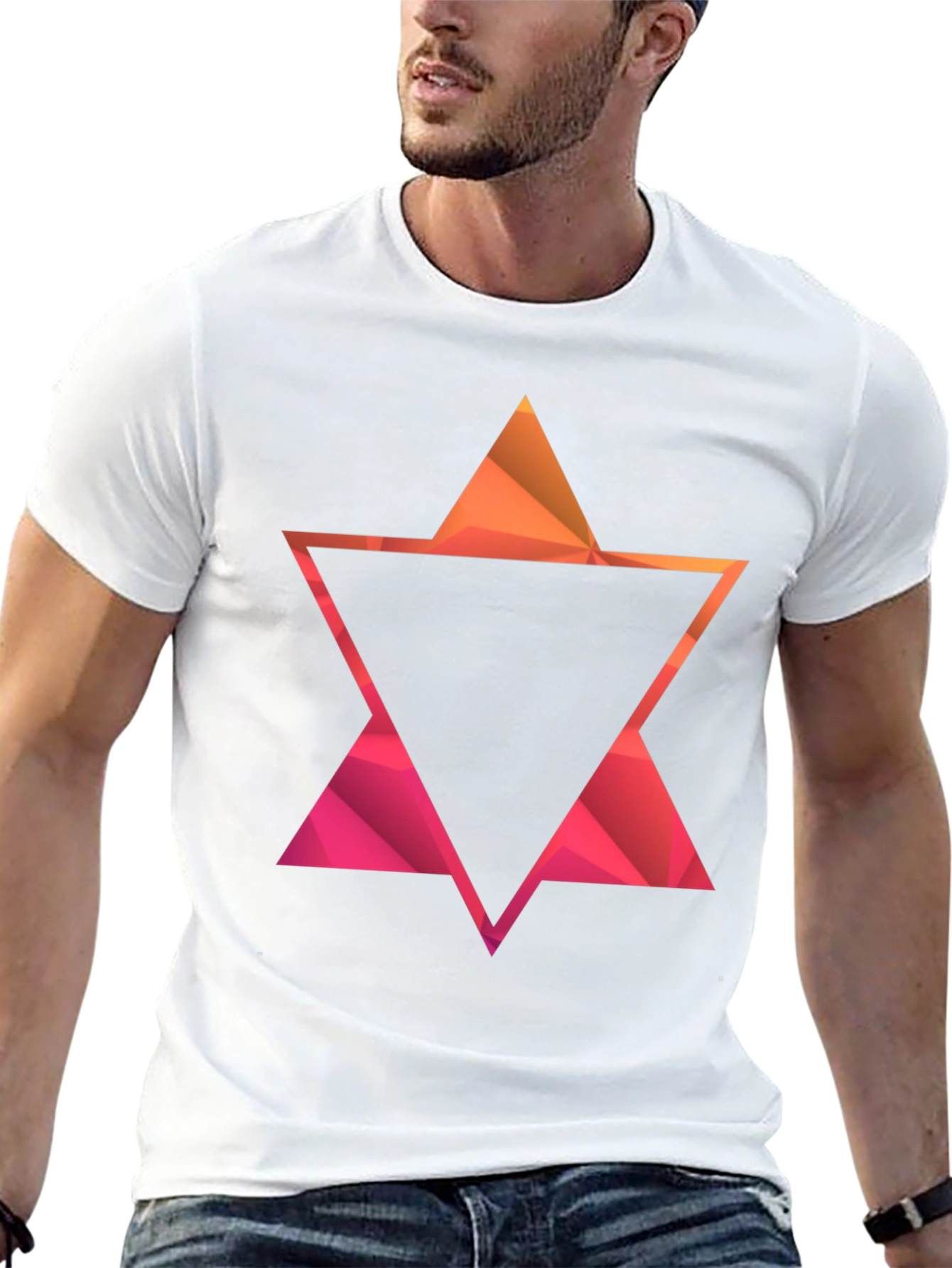 Black Geometric Star Graphic Tee - Modern Casual Style view 13