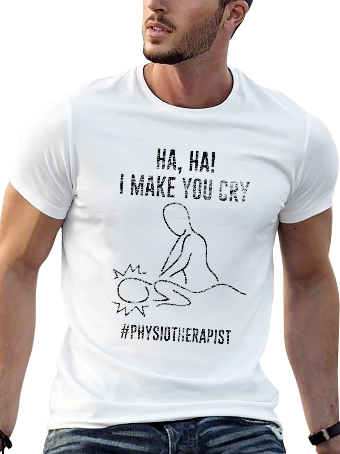 Black Funny Physiotherapist T-Shirt: I Make You Cry view 13