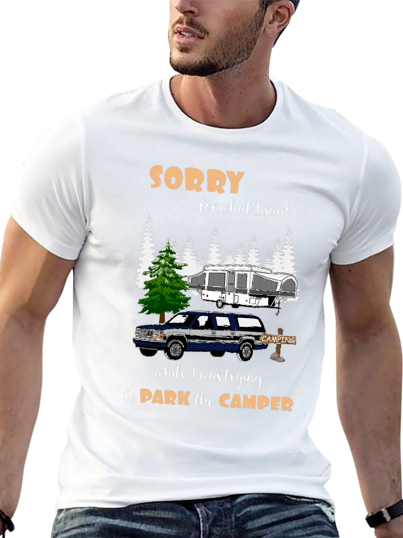 Black Funny Camping T-Shirt - Sorry For What I Said view 13