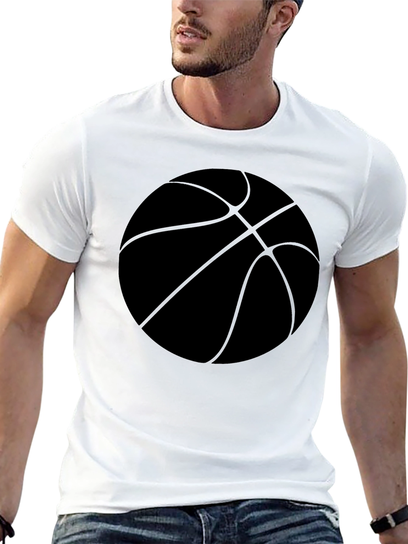 Black Basketball Graphic Tee - Black Cotton Casual Shirt view 13