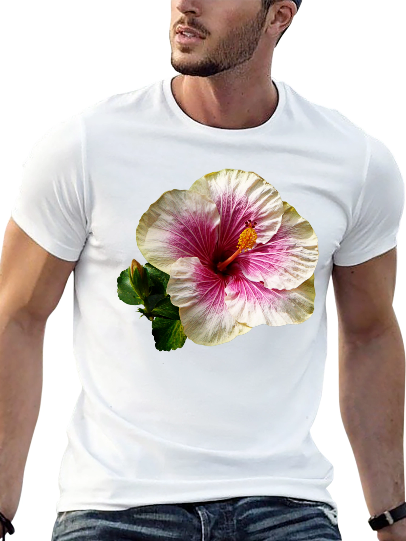 Black Hibiscus Flower Black T-Shirt view 13