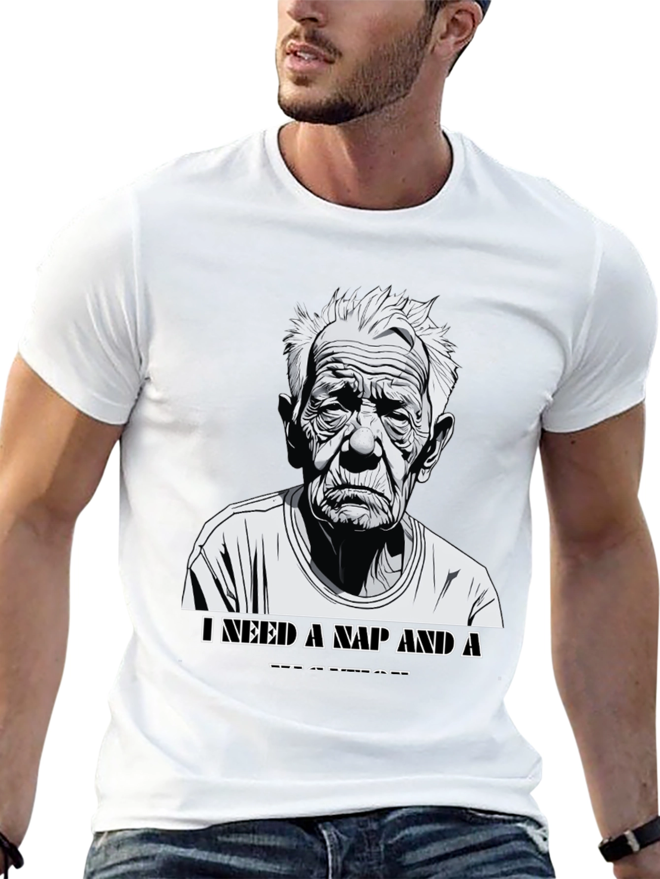 Black Funny Old Man Nap T-Shirt view 13