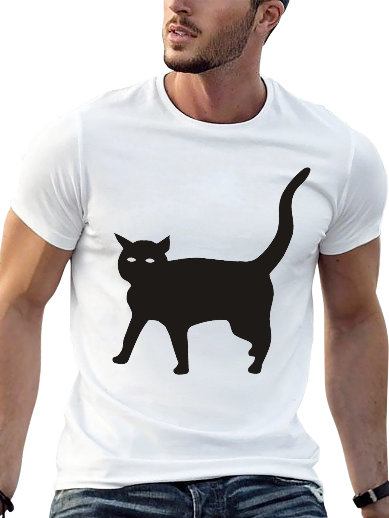 Black Black Cat Silhouette Graphic T-Shirt view 13