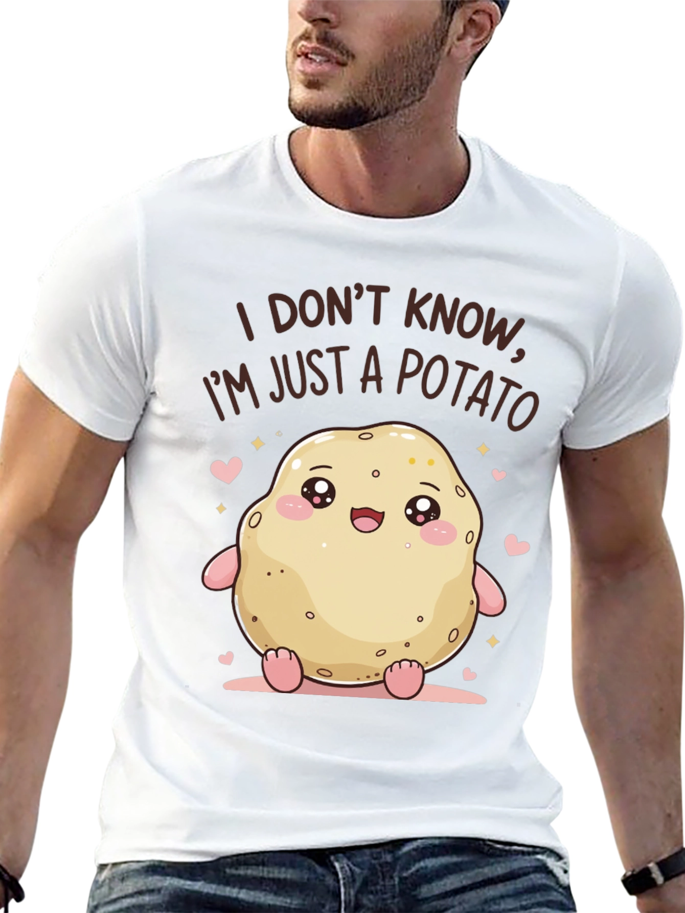 Black Cute Potato Graphic Tee - Funny Kawaii T-Shirt view 13