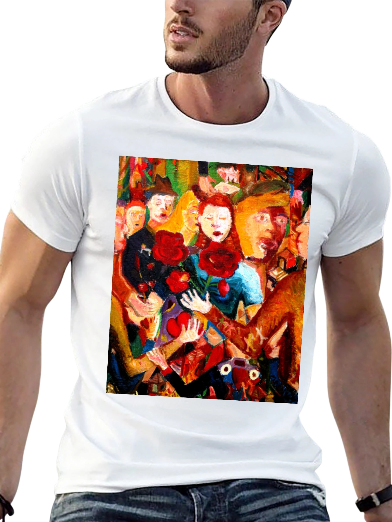 Black Expressionist Painting Graphic Tee view 13
