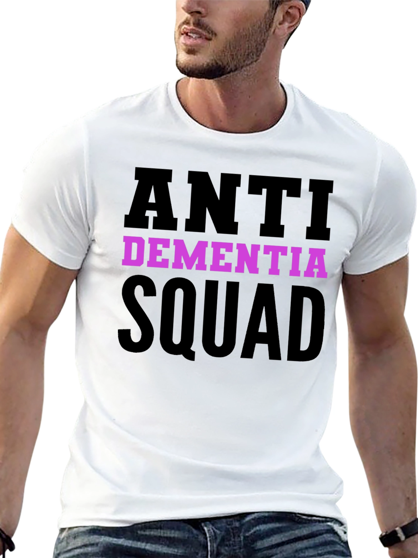 Black Anti Dementia Squad T-Shirt - Black Crew Neck Tee view 13
