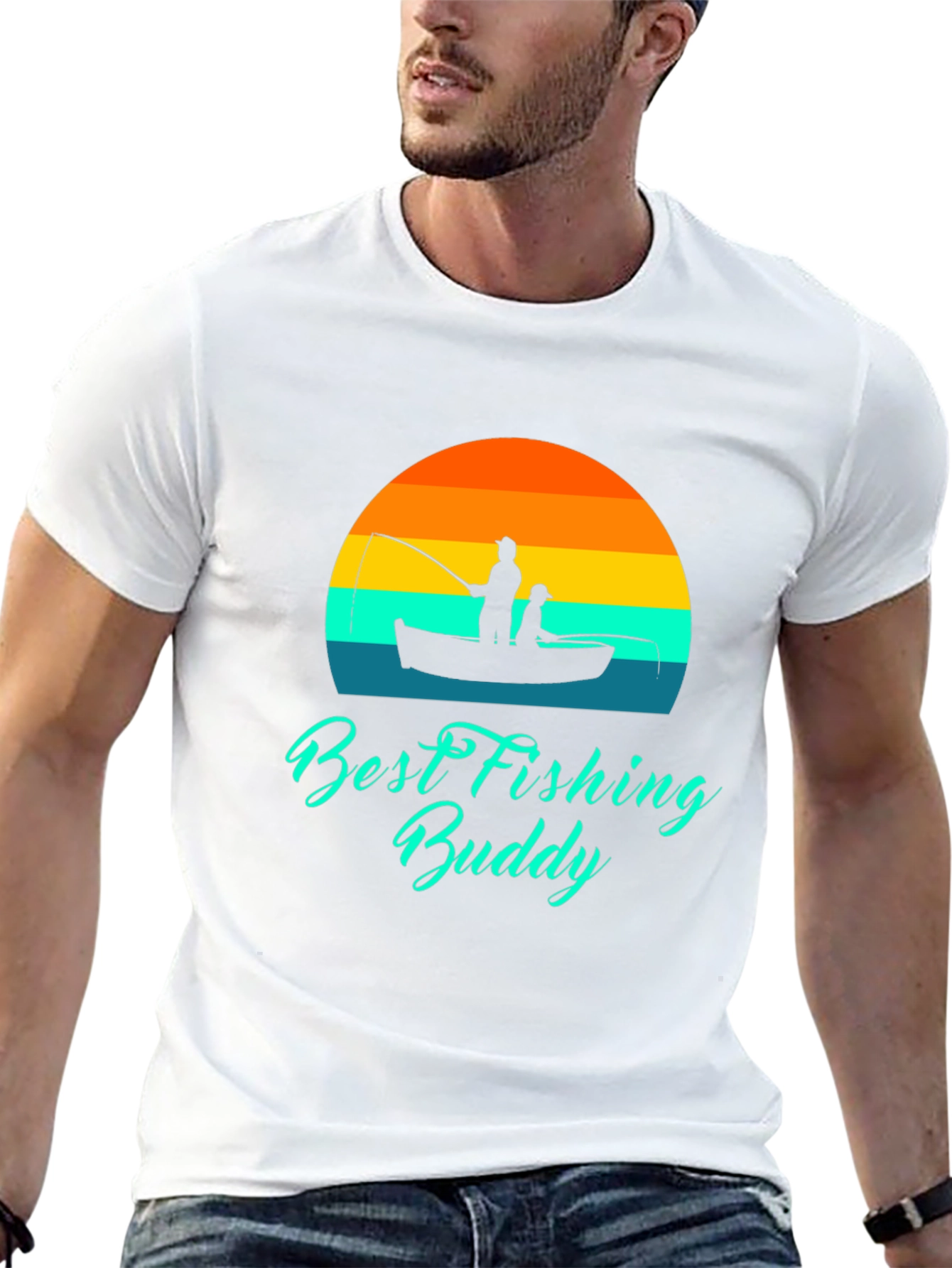 Black Best Fishing Buddy Graphic Tee - Black Cotton T-Shirt view 13