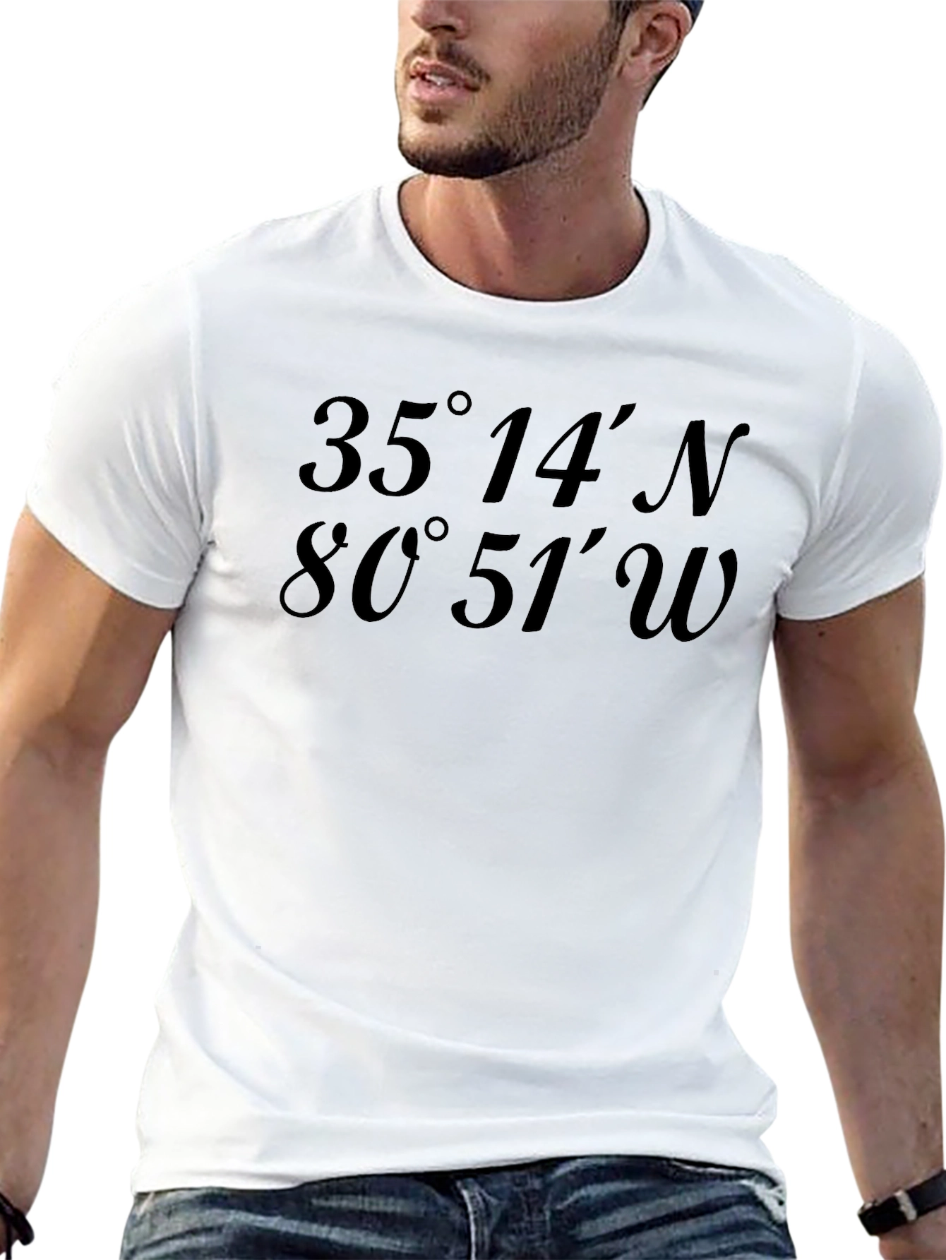 Black Latitude Longitude Coordinates Graphic T-Shirt view 13