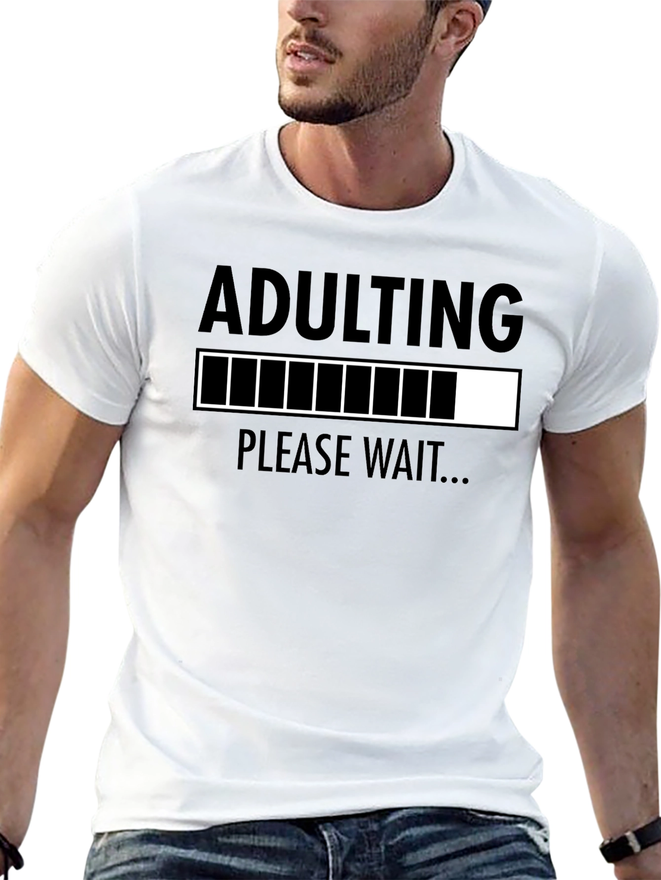 Black Adulting Please Wait T-Shirt Funny Graphic Tee view 13