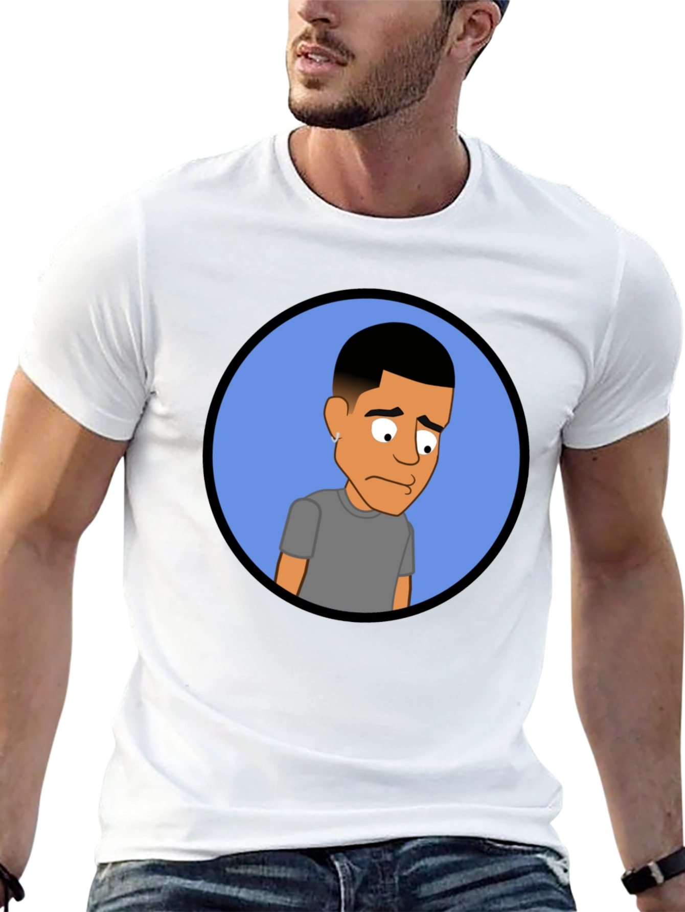 Black Cartoon Portrait Black Tee view 13