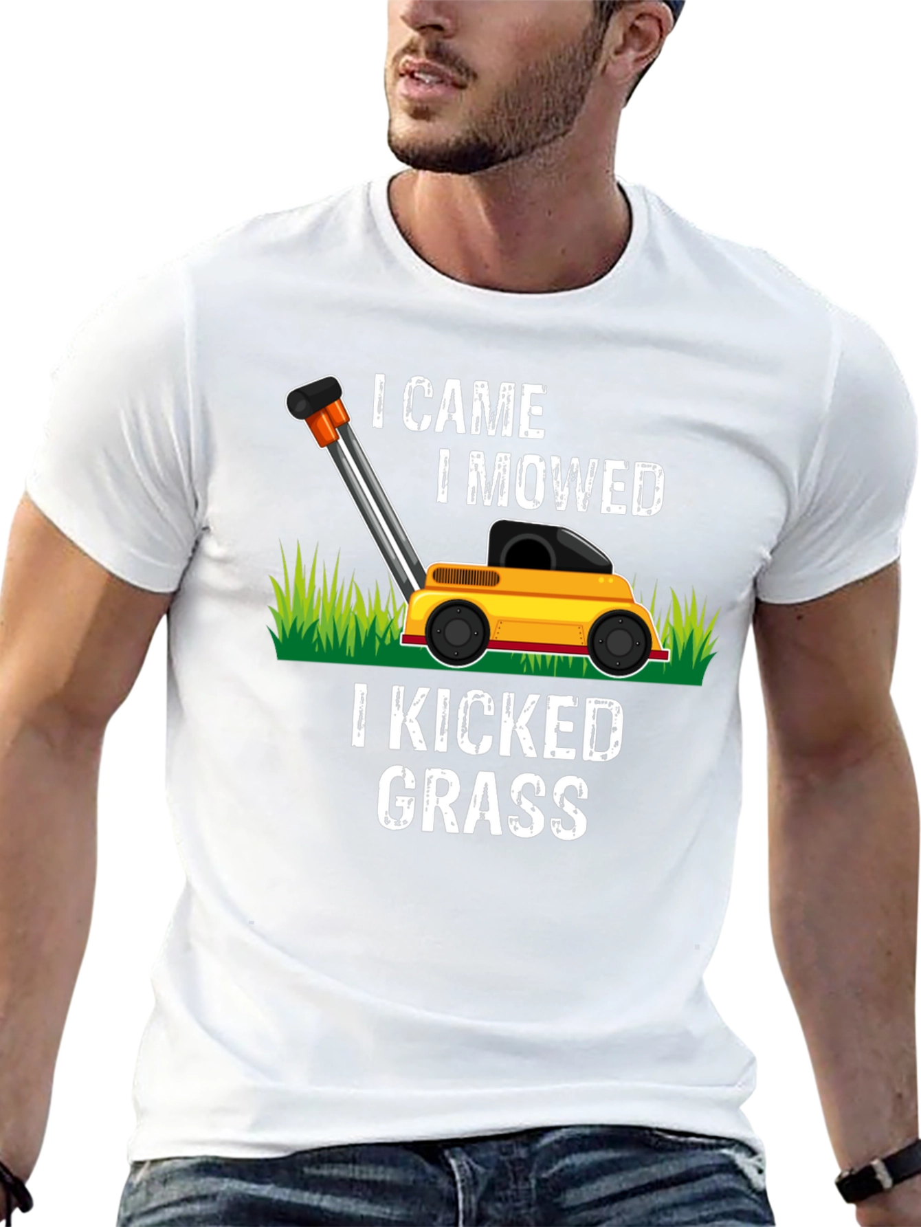 Black I Came I Mowed Lawn Mower Graphic Tee view 13