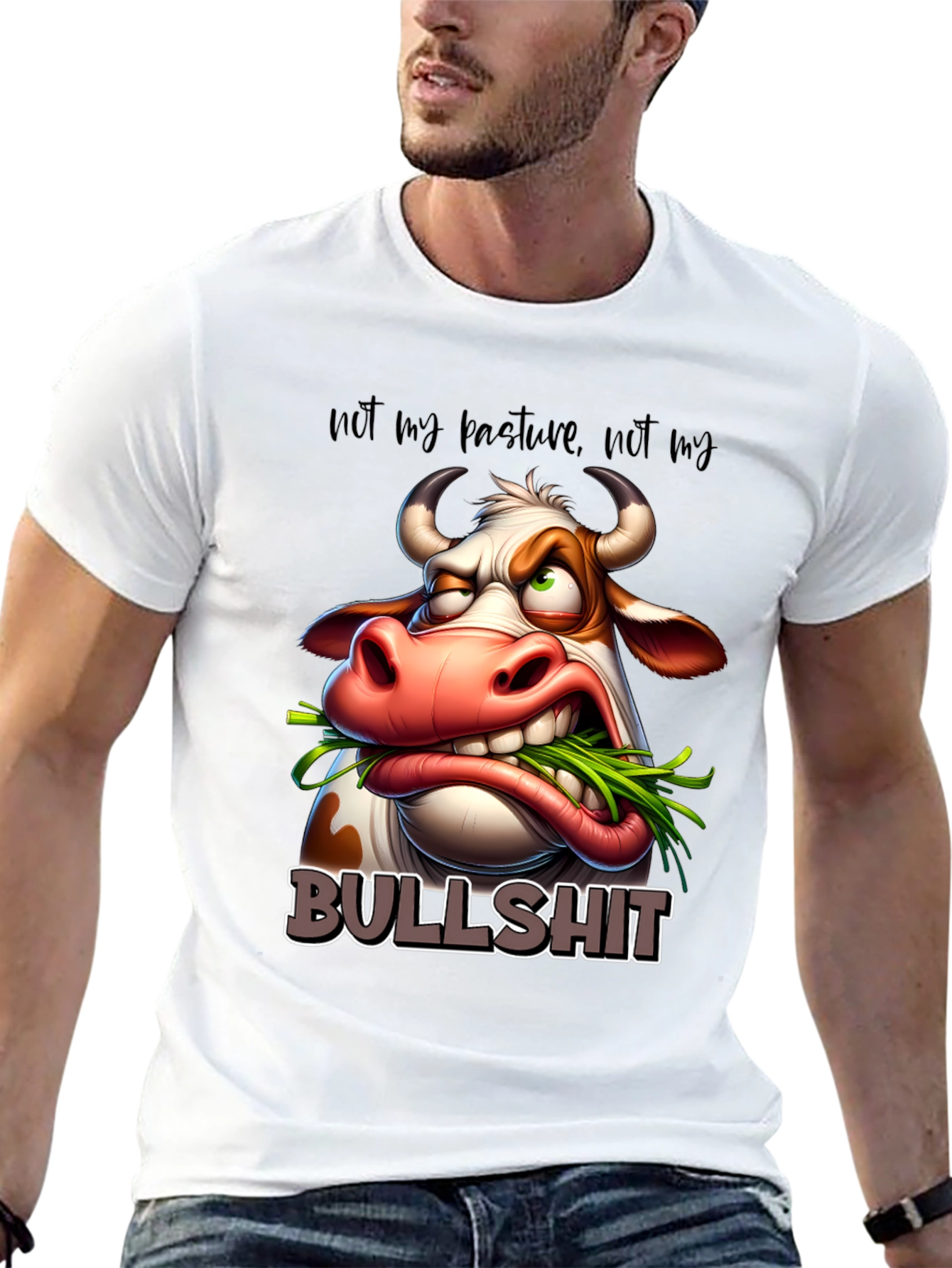 Black Funny Cow Graphic T-Shirt - Not My Pasture view 13