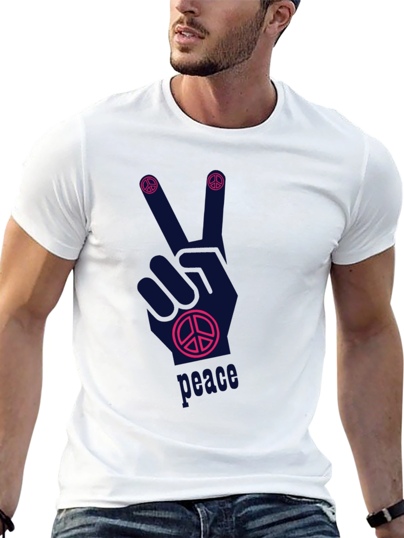 Black Peace Sign Graphic T-Shirt - Relaxed Fit view 13