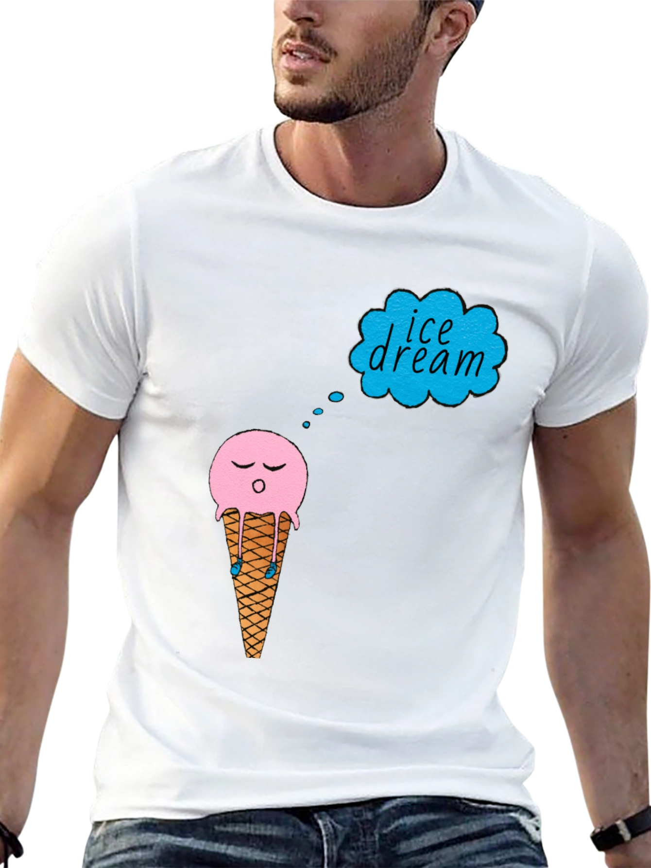 Black Ice Cream Dream T-Shirt - Black Cotton Tee view 13