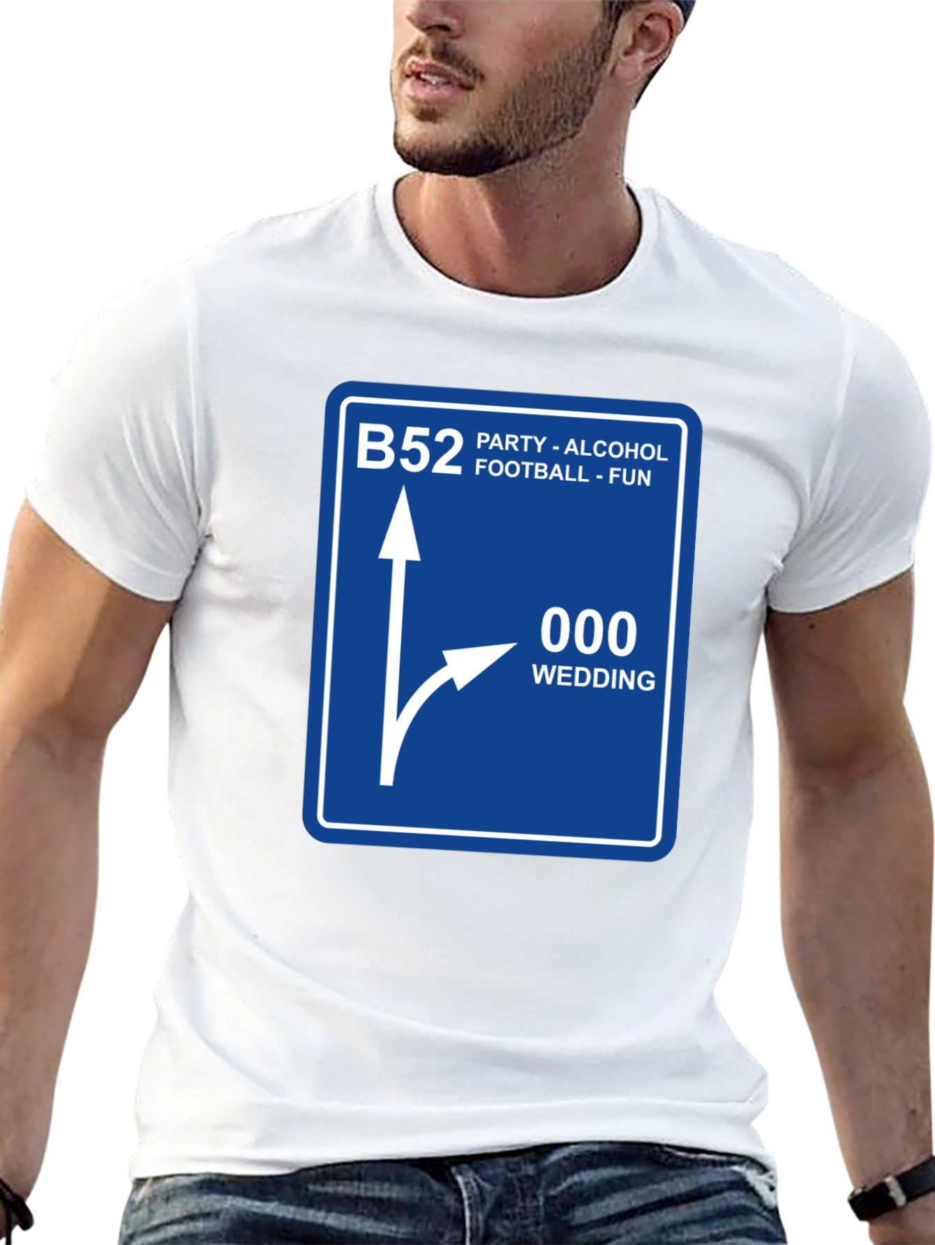 Black Funny Route Sign T-Shirt - B52 Party, 000 Wedding view 13