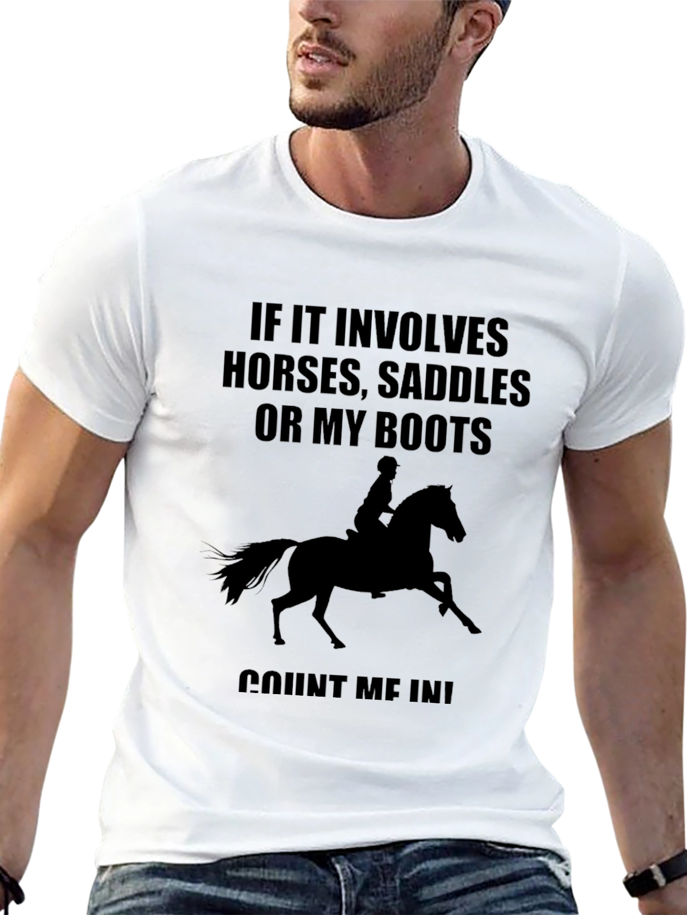 Equestrian T-Shirt: Horses, Saddles, Boots - Count Me In! - 13