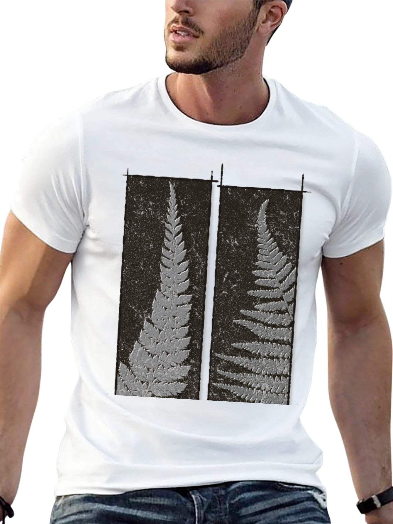 Black Fern Fossil Print Tee - Black Cotton Blend view 13