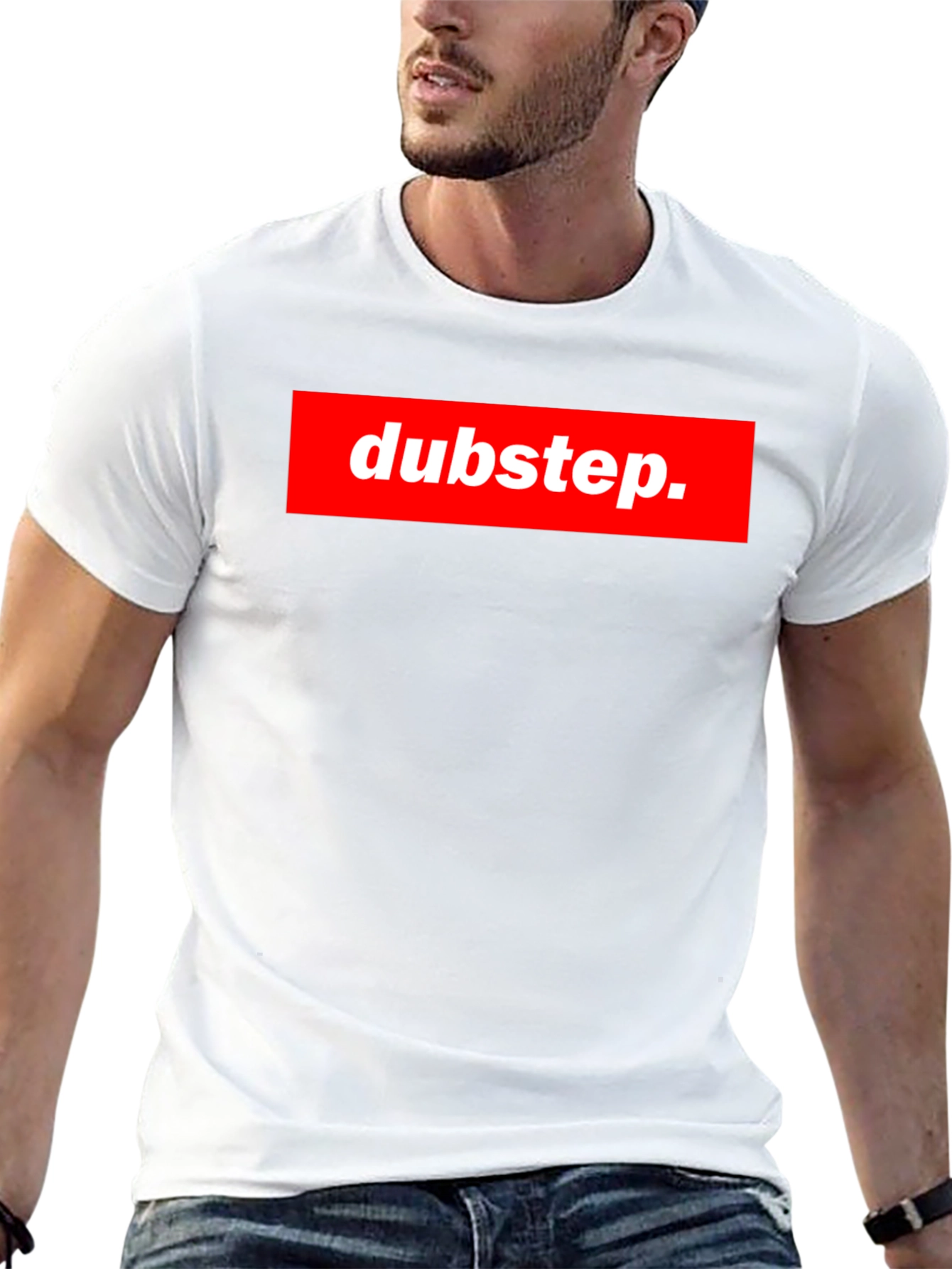 Black Dubstep Graphic Tee - Black Crew Neck T-Shirt view 13