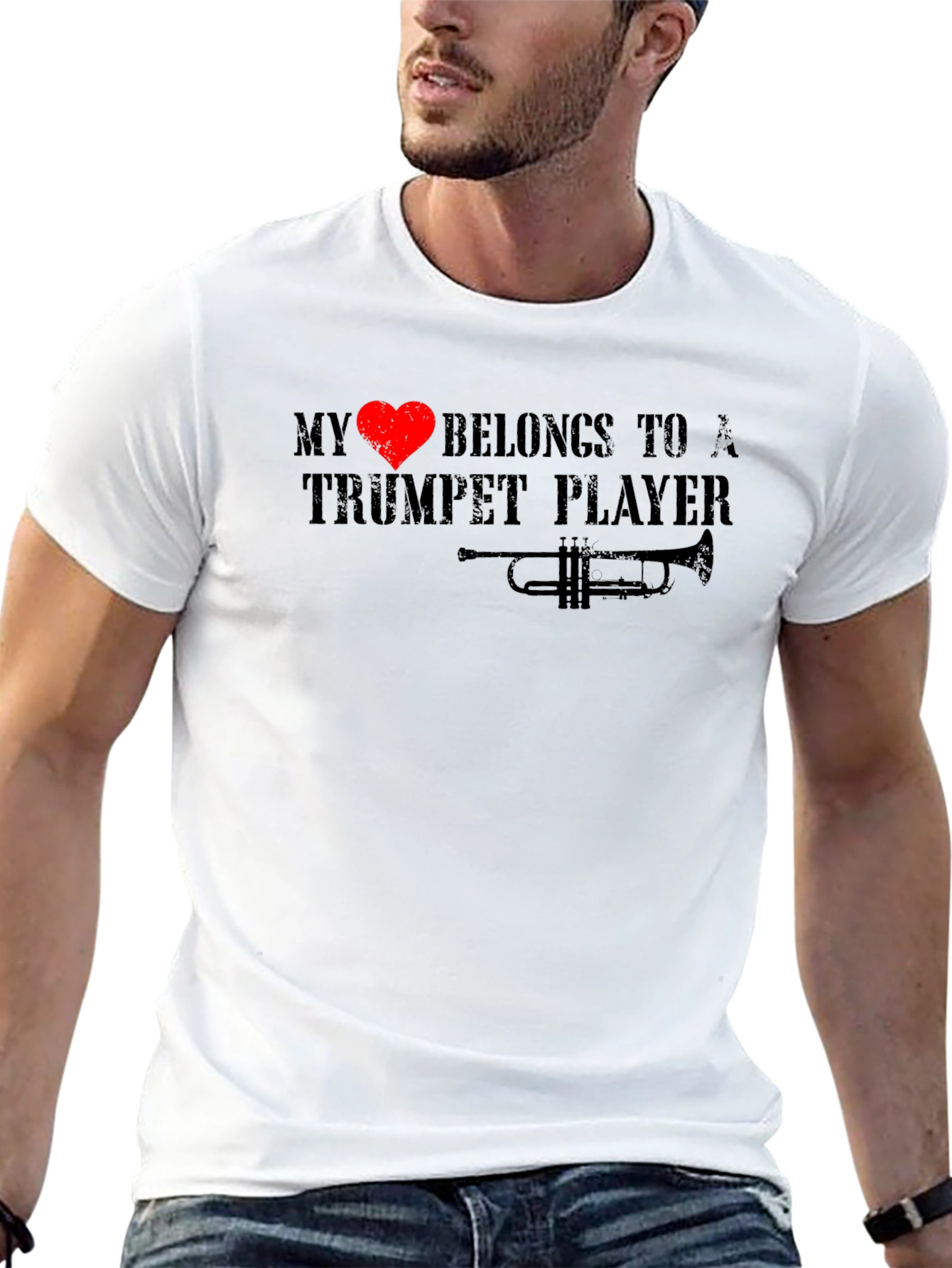 Black My Heart Belongs To A Trumpet Player T-Shirt view 13