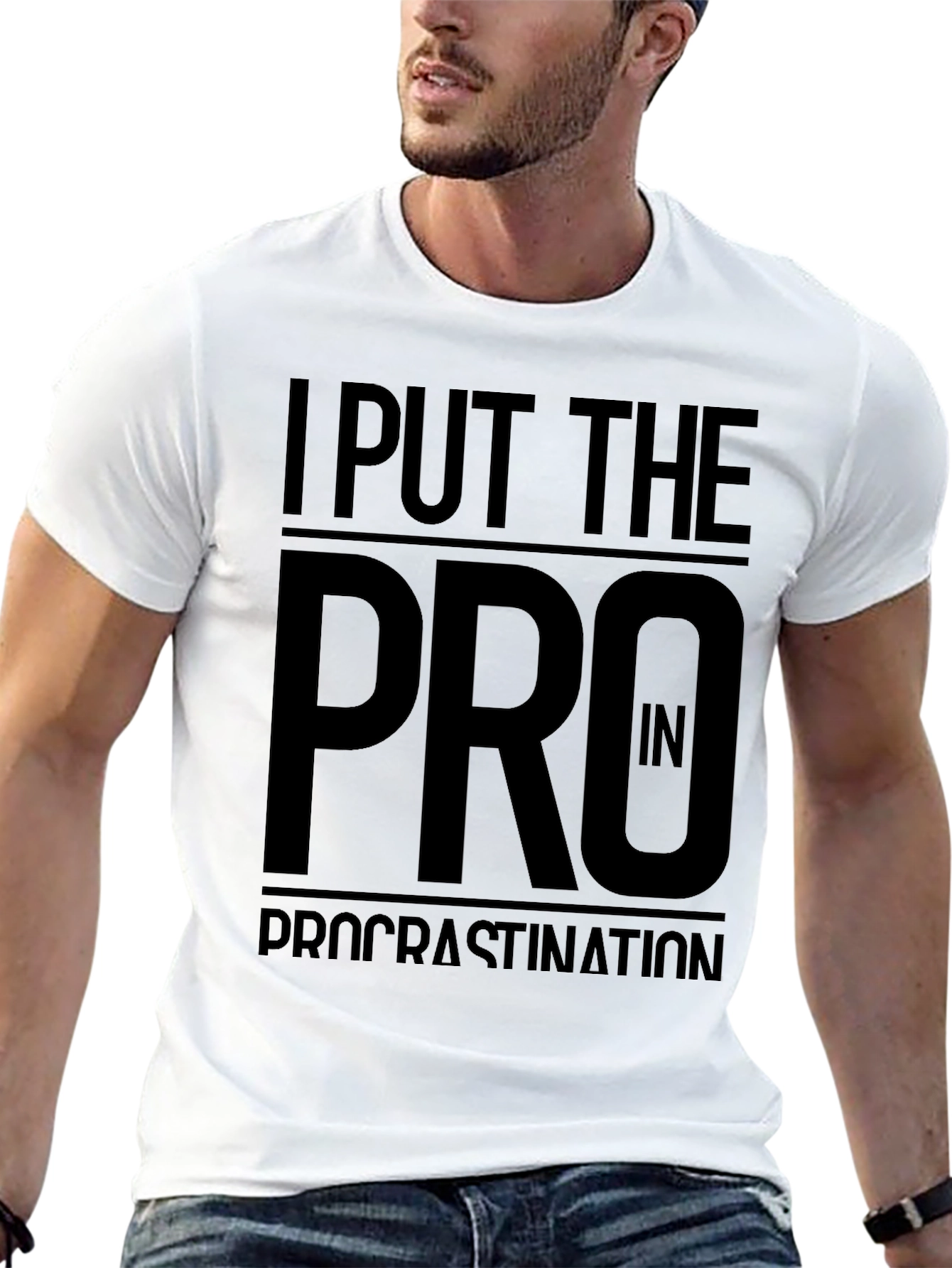 Black I Put The Pro In Procrastination Black T-Shirt view 13