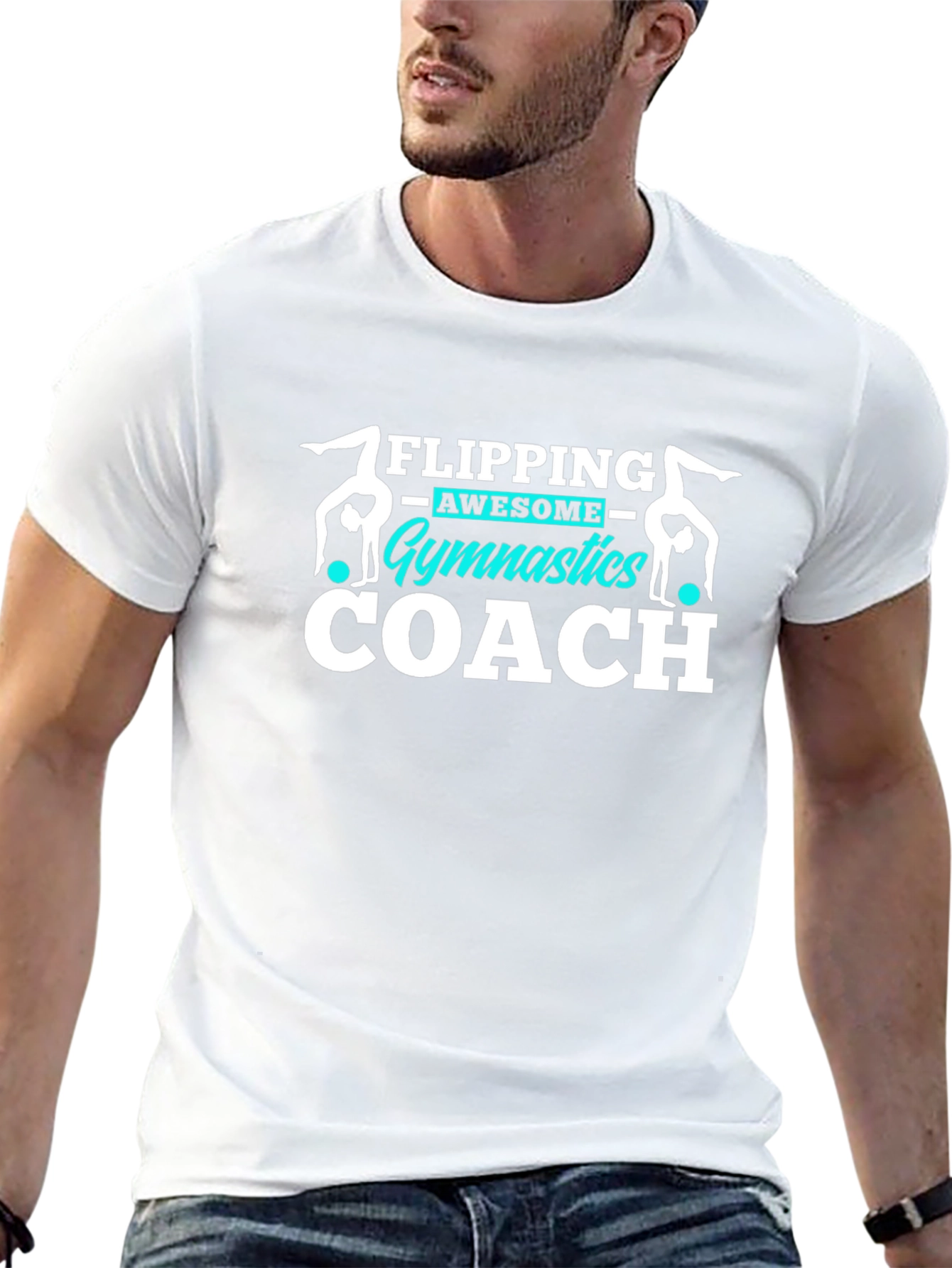Black Gymnastics Coach T-Shirt, Flipping Awesome Gift view 13