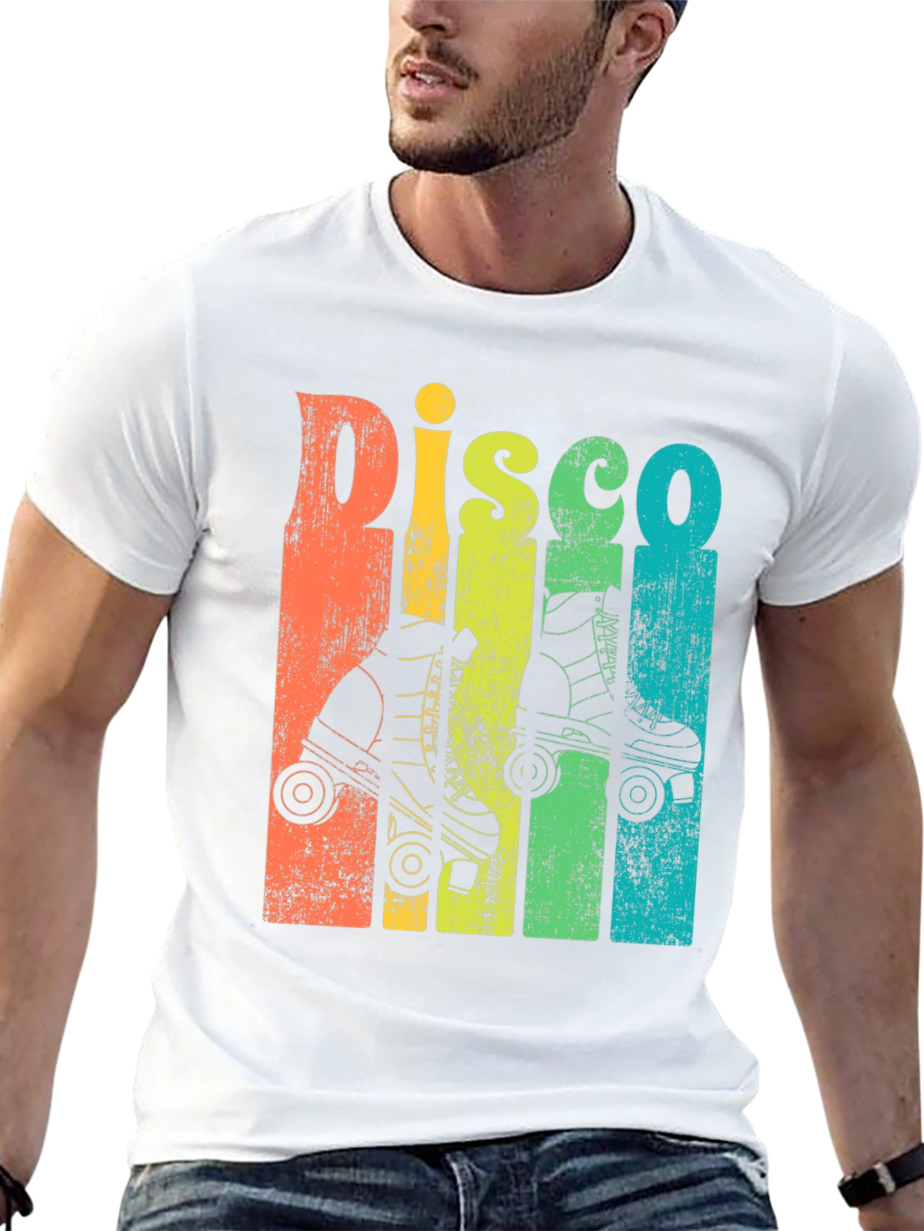 Black Retro Disco Roller Skate T-Shirt - Vintage Style view 13
